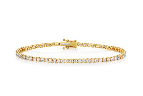 9ct Yellow Gold Lab Diamond 2.94ct Tennis Bracelet