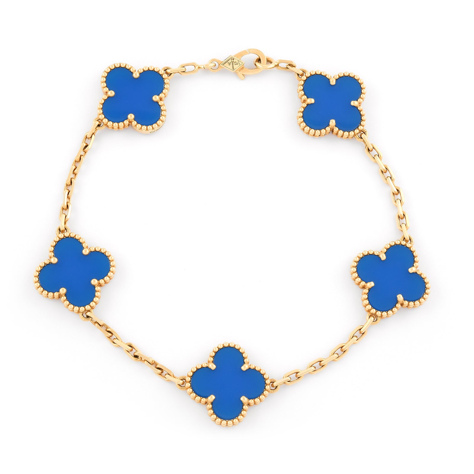 Van Cleef & Arpels Vintage Alhambra 5 Motif Agate Bracelet VCARP34900