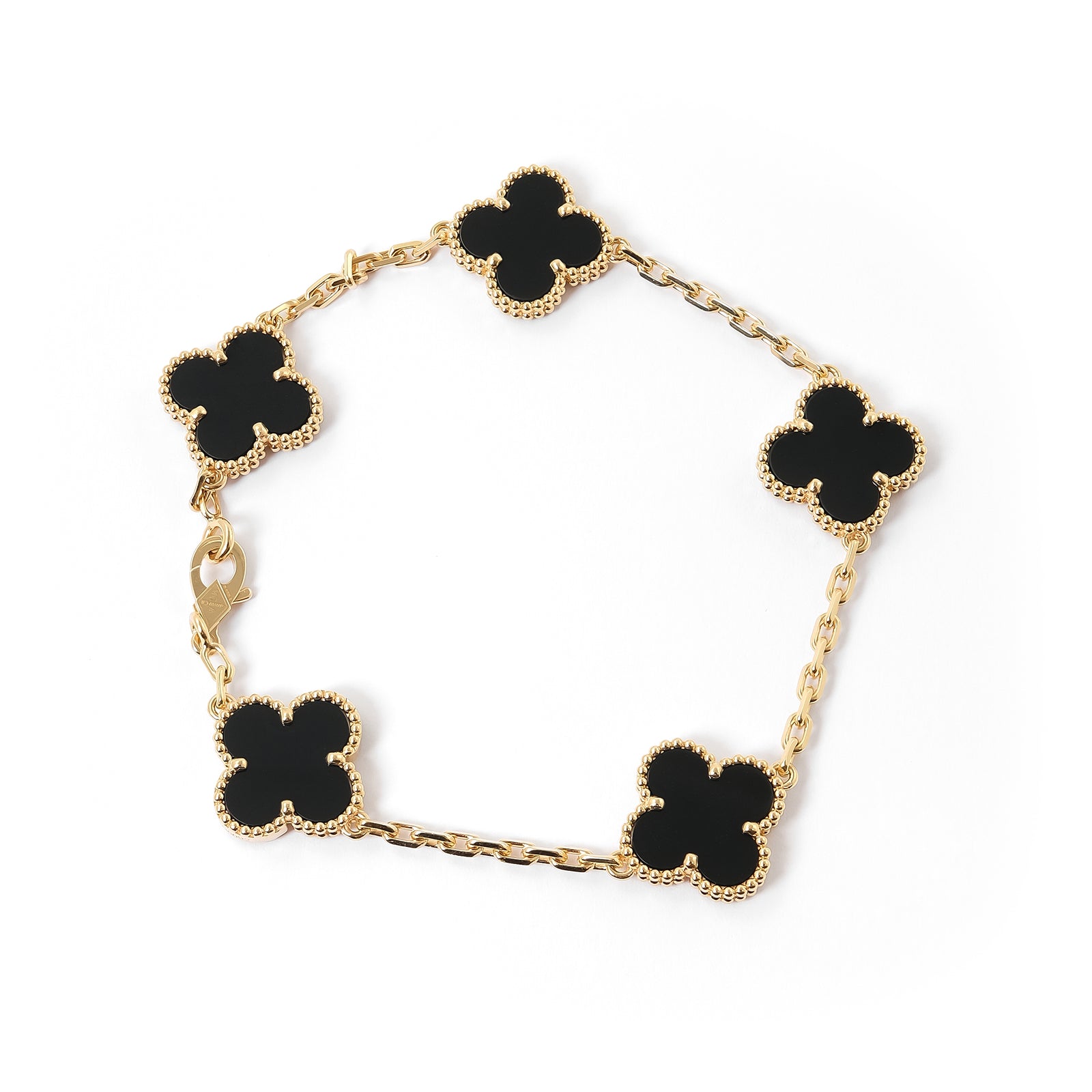 Van Cleef & Arpels Vintage Alhambra 5 Motifs Onyx Bracelet VCARA41300