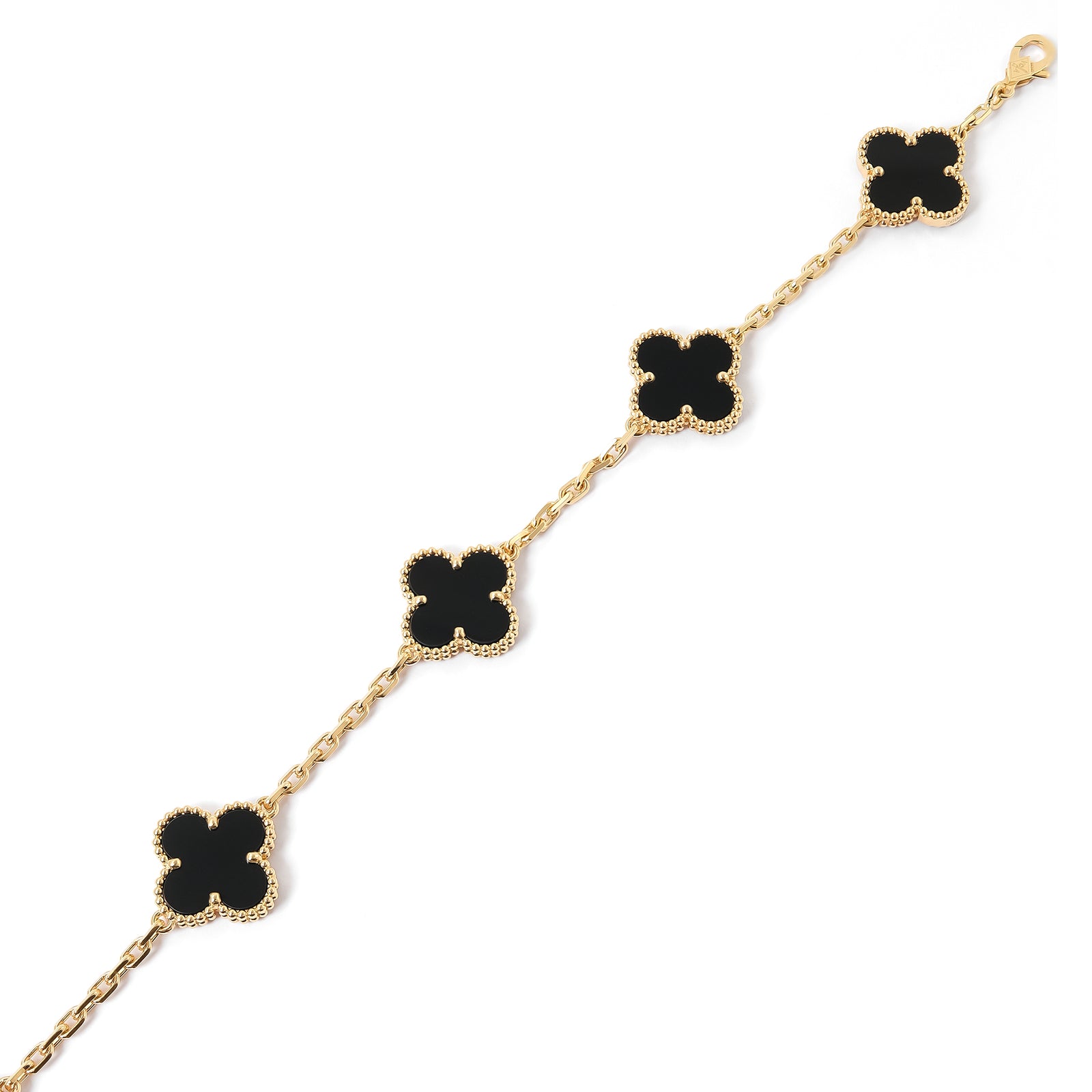 Van Cleef & Arpels Vintage Alhambra 5 Motifs Onyx Bracelet VCARA41300