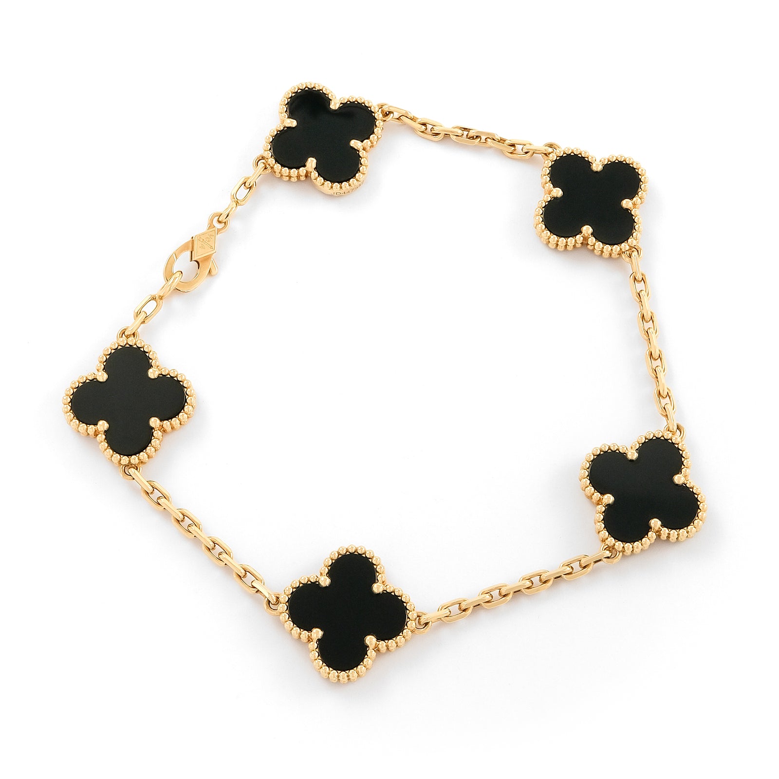 Van Cleef & Arpels Vintage Alhambra 5 Motifs Onyx Bracelet VCARA41300