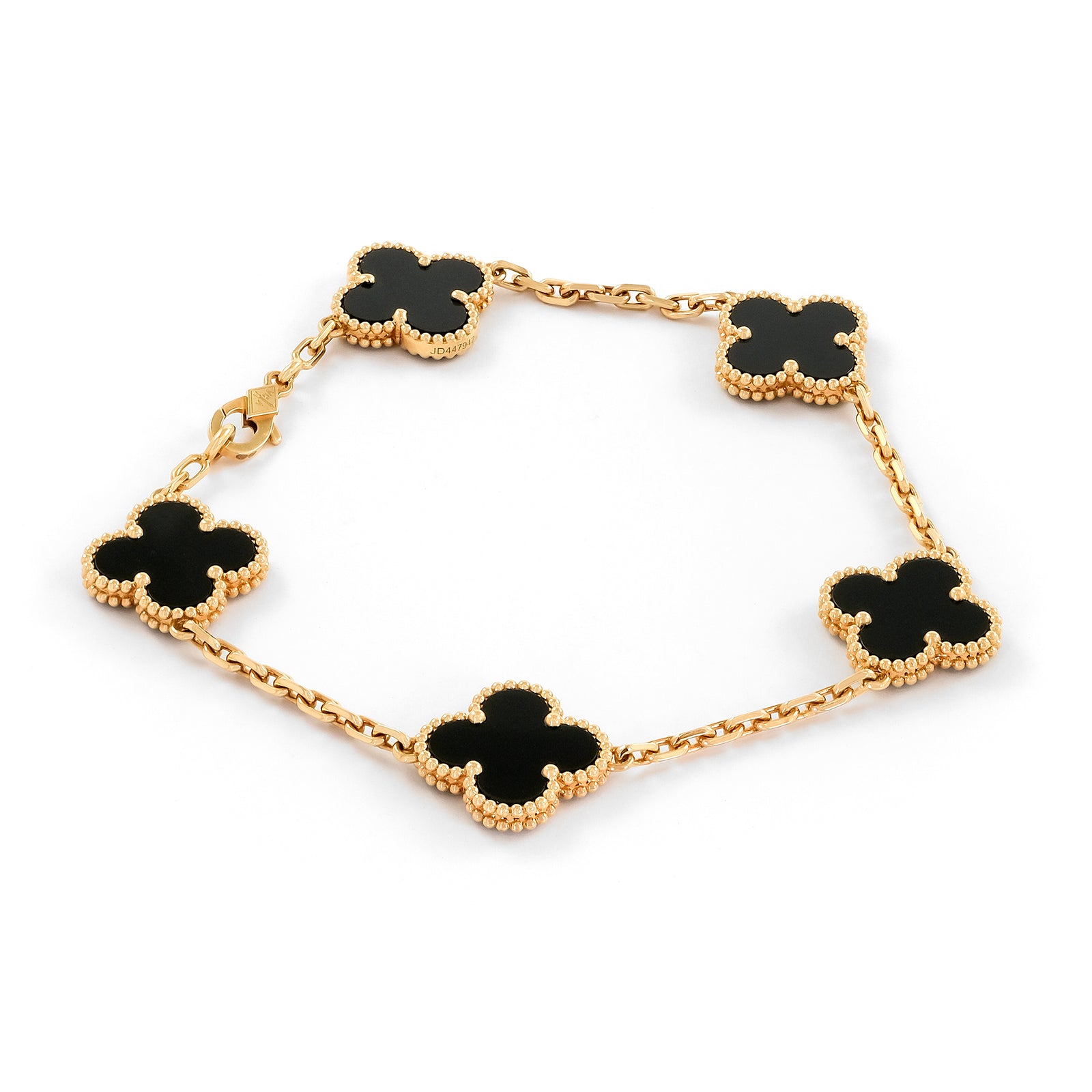Van Cleef & Arpels Vintage Alhambra 5 Motifs Onyx Bracelet VCARA41300