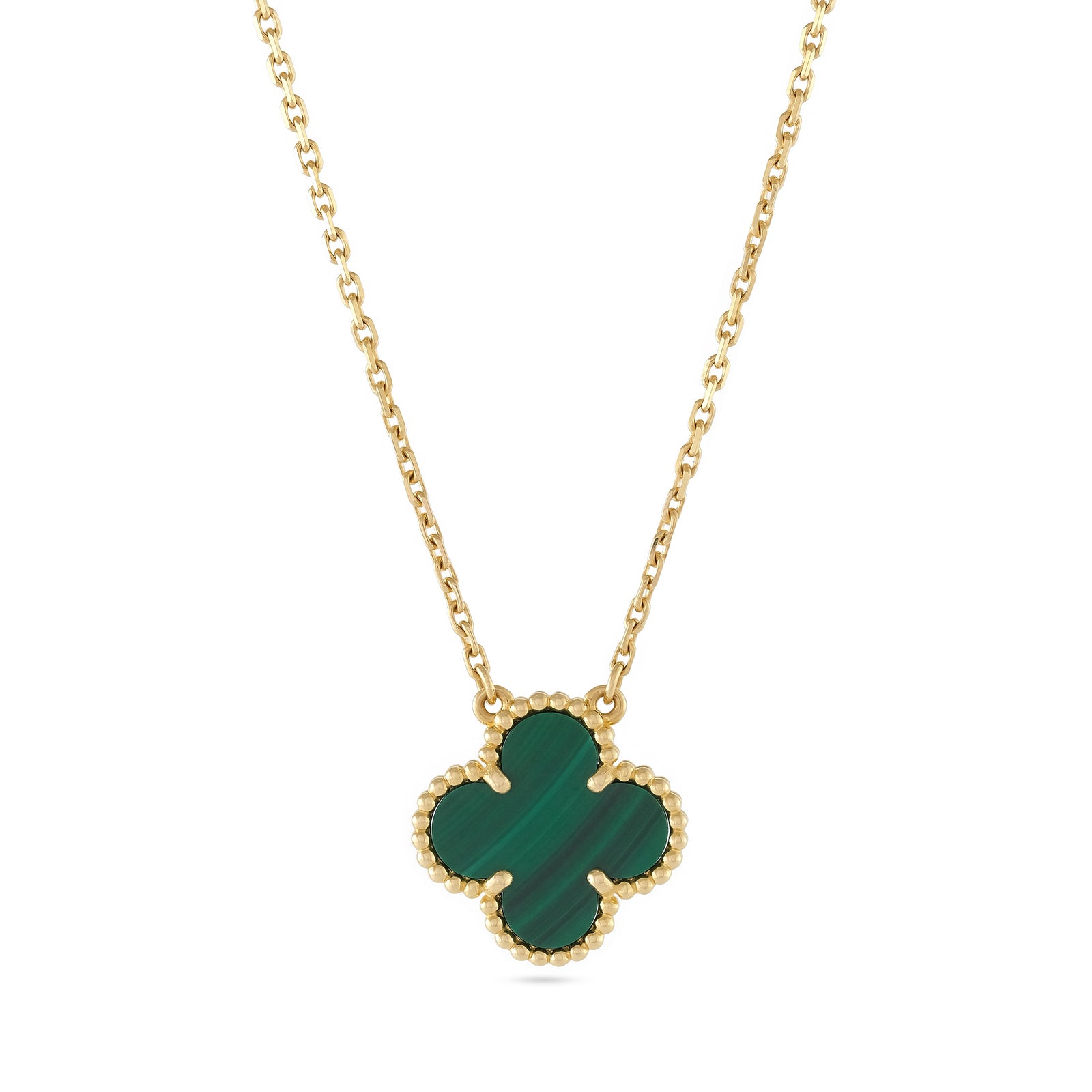 Van Cleef & Arpels Vintage Alhambra Green Malachite Necklace VCARO9VA00