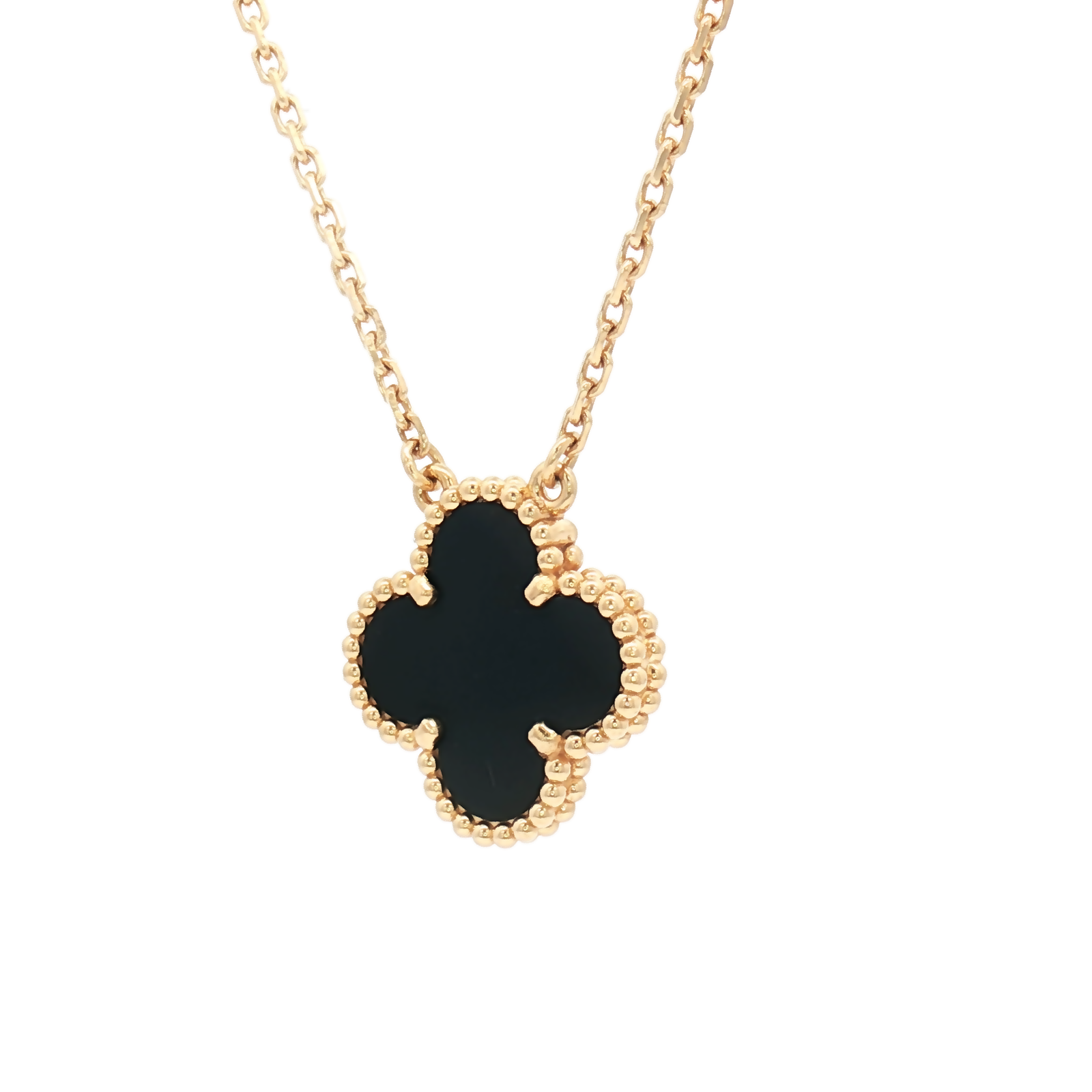 Van Cleef & Arpels Vintage Alhambra Onyx Necklace 