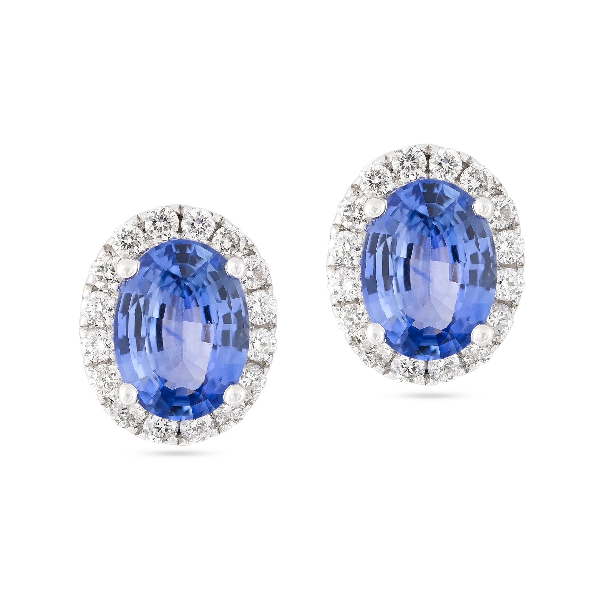 Vintage 18ct White Gold Sapphire and Diamond Cluster Stud Earrings