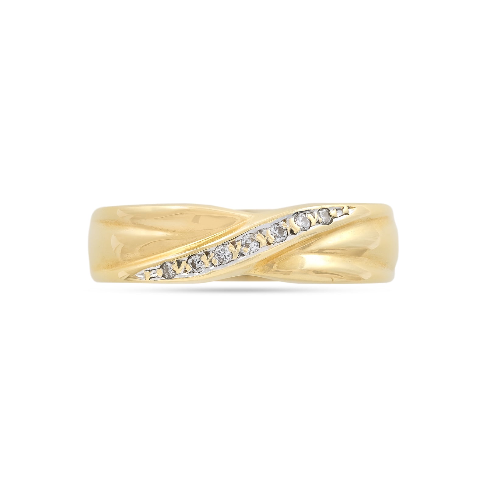 Vintage 18ct Yellow Gold Diamond Crossover Ring