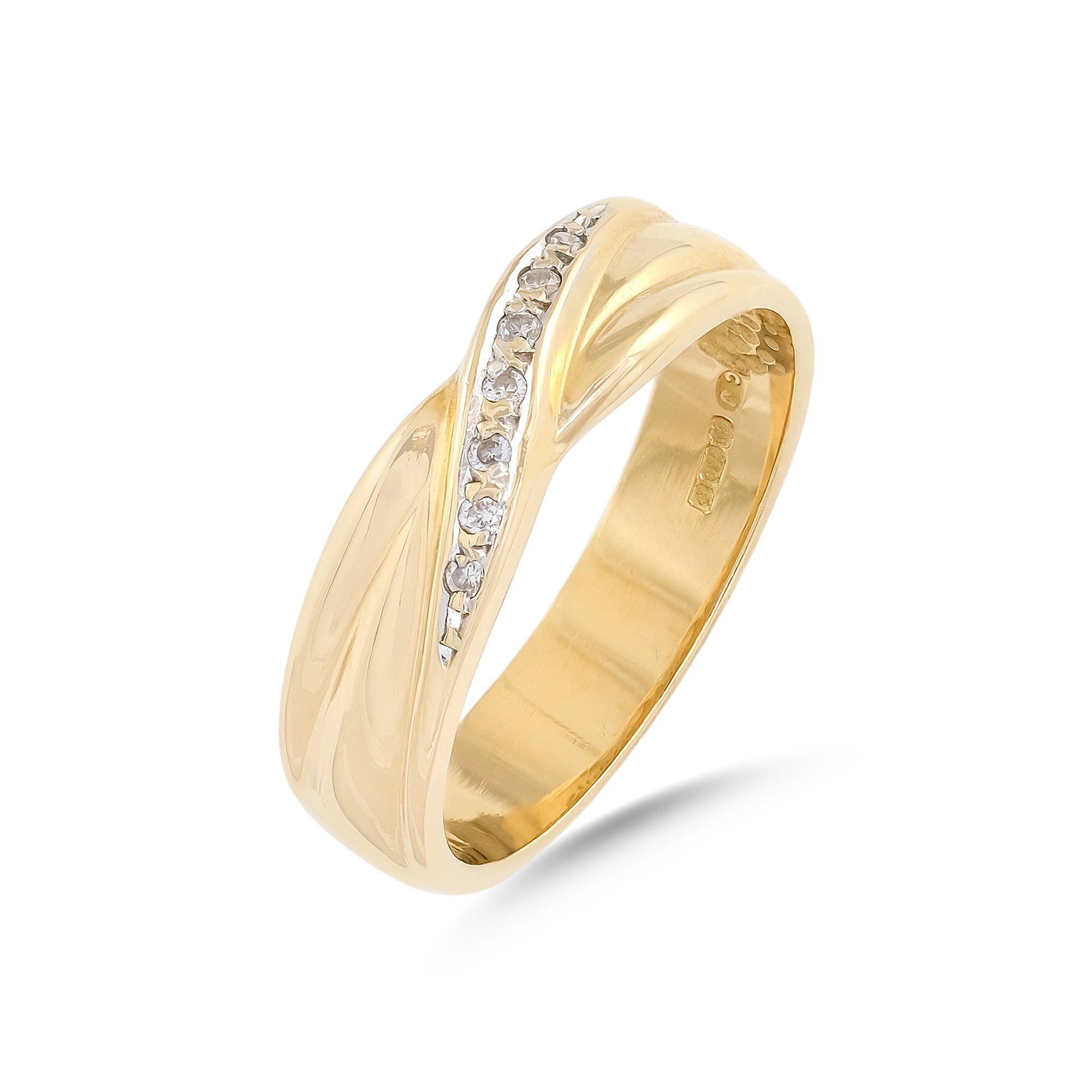 Vintage 18ct Yellow Gold Diamond Crossover Ring
