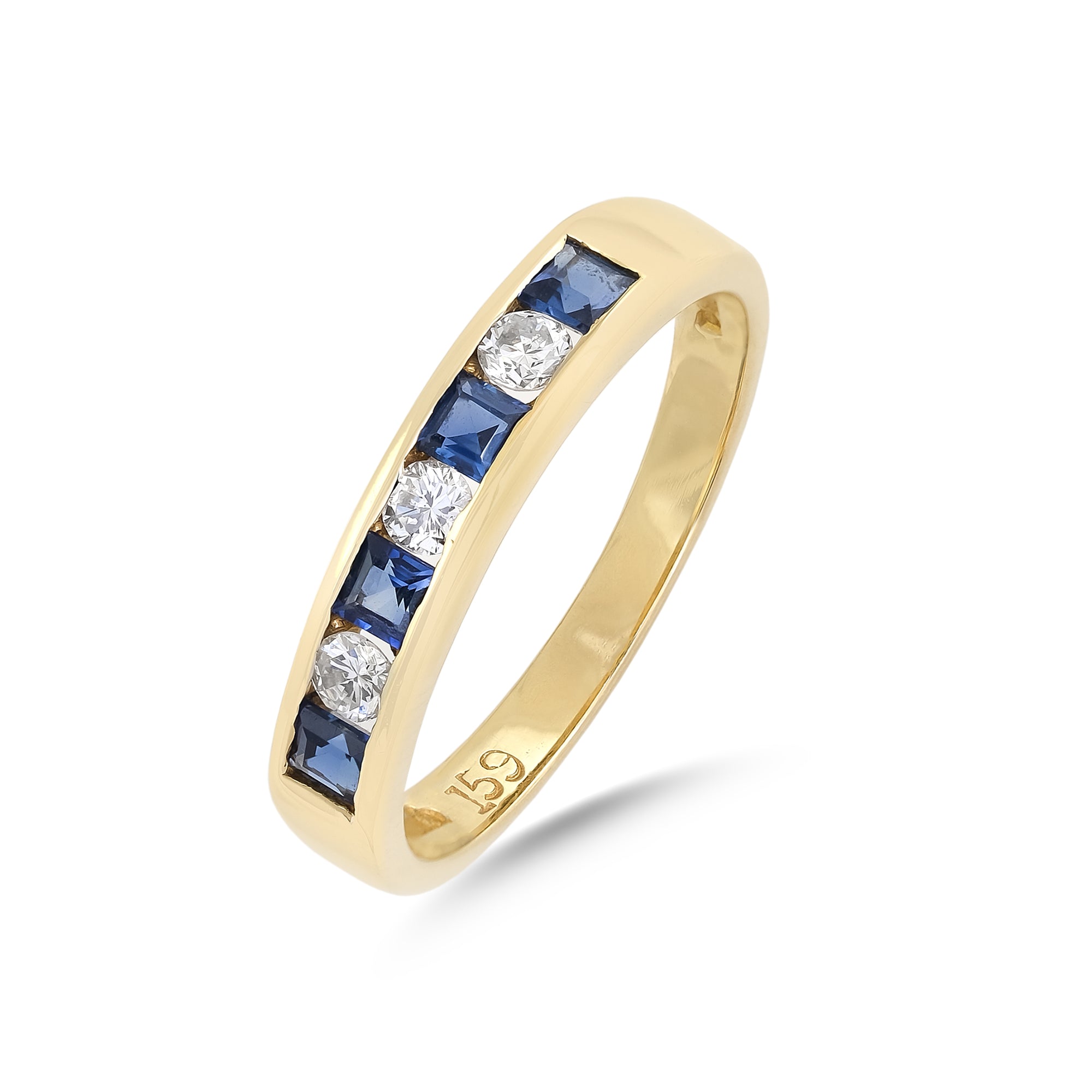 Vintage 18ct Yellow Gold Sapphire & Diamond Half Eternity Ring
