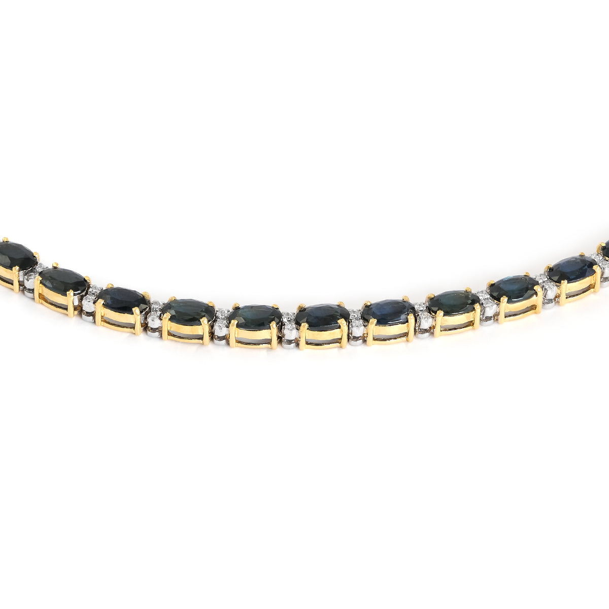 Vintage 18ct Yellow Gold Sapphire and Diamond Necklace