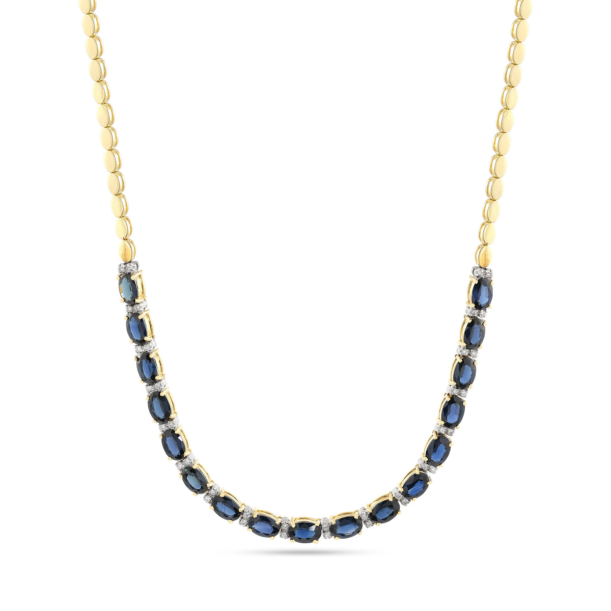 Vintage 18ct Yellow Gold Sapphire and Diamond Necklace