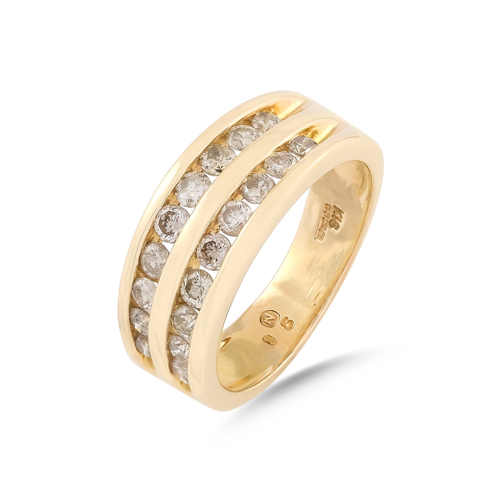 Vintage 18ct Yellow Gold Two Row Diamond Eternity Ring
