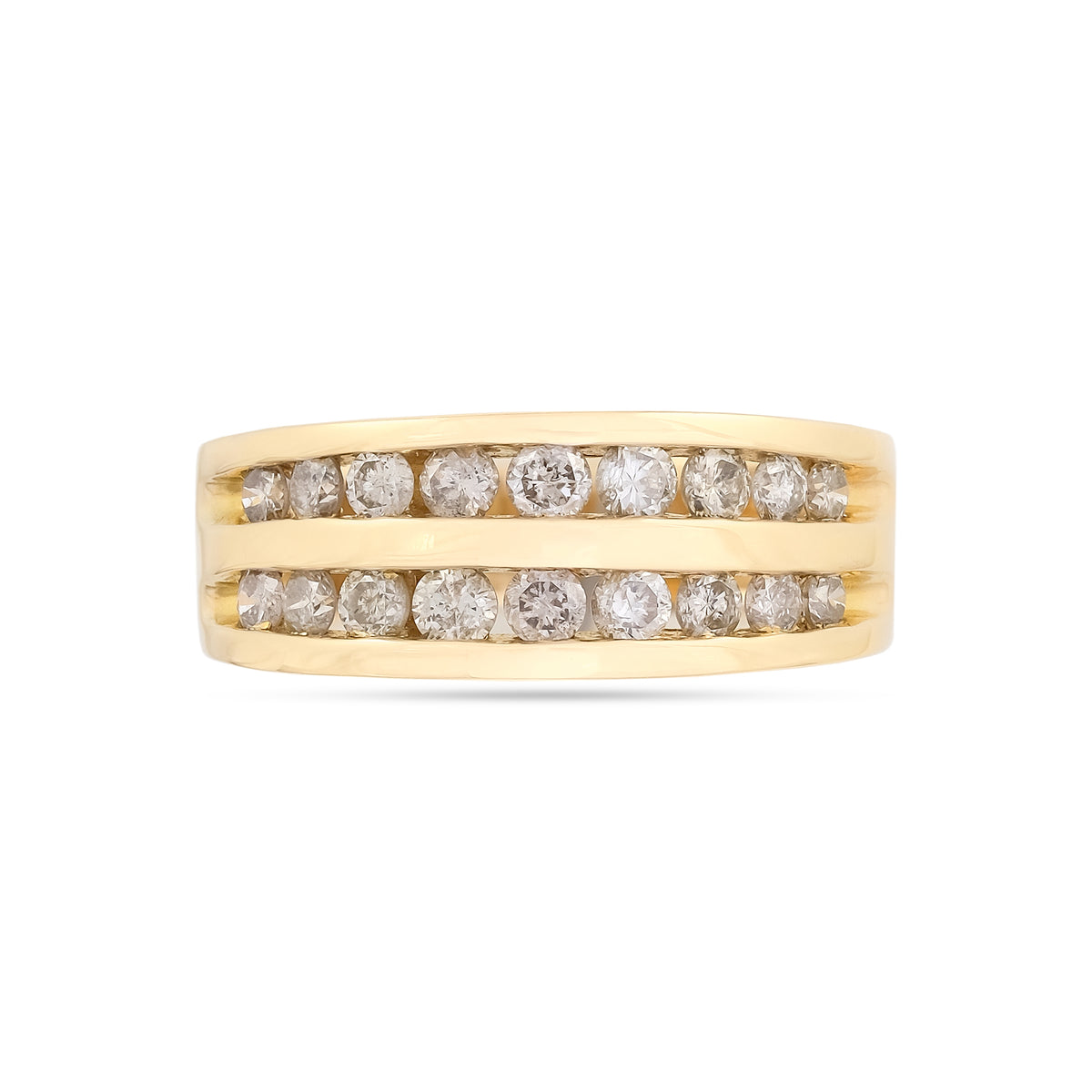 Vintage 18ct Yellow Gold Two Row Diamond Eternity Ring