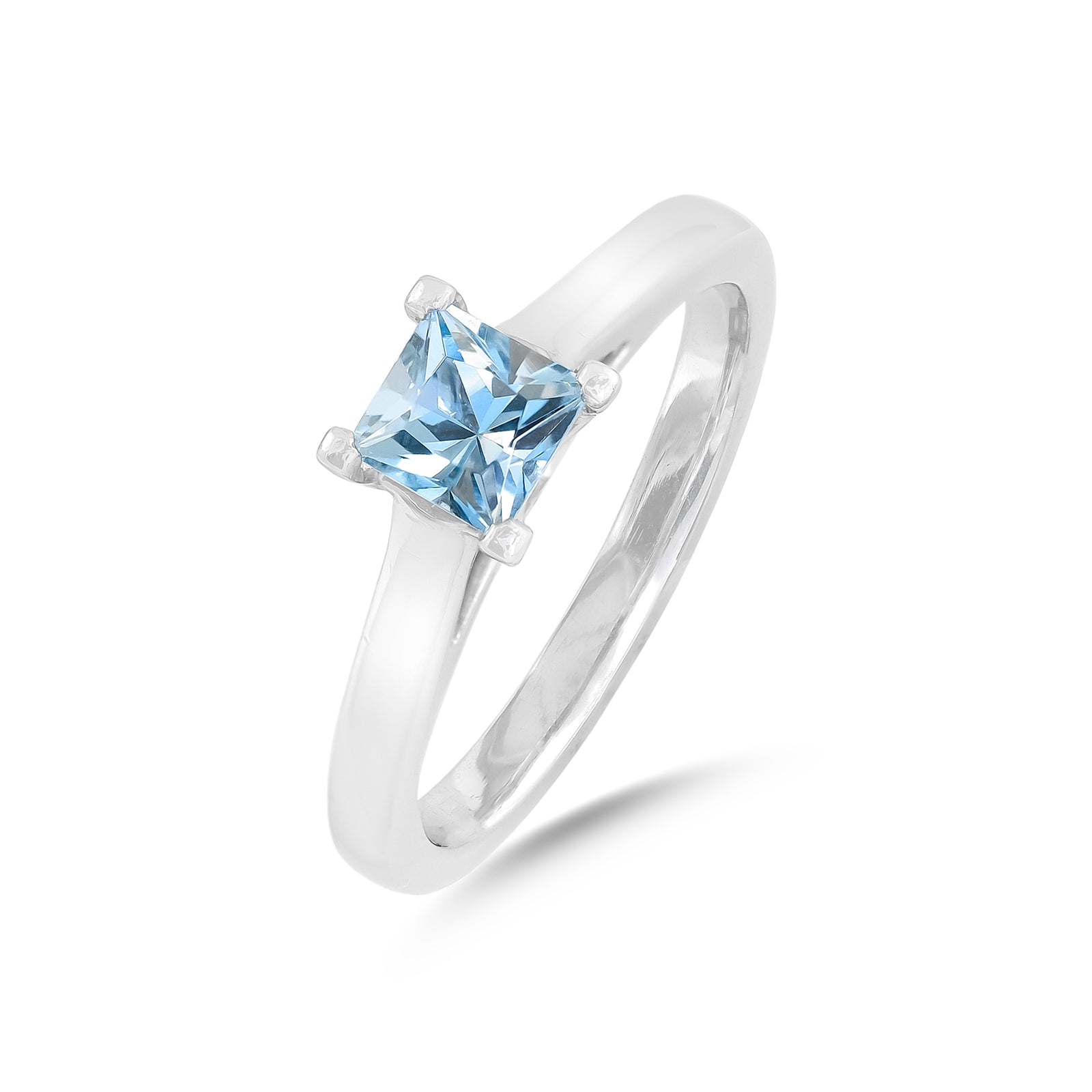 Vintage Platinum Aquamarine Solitaire Ring