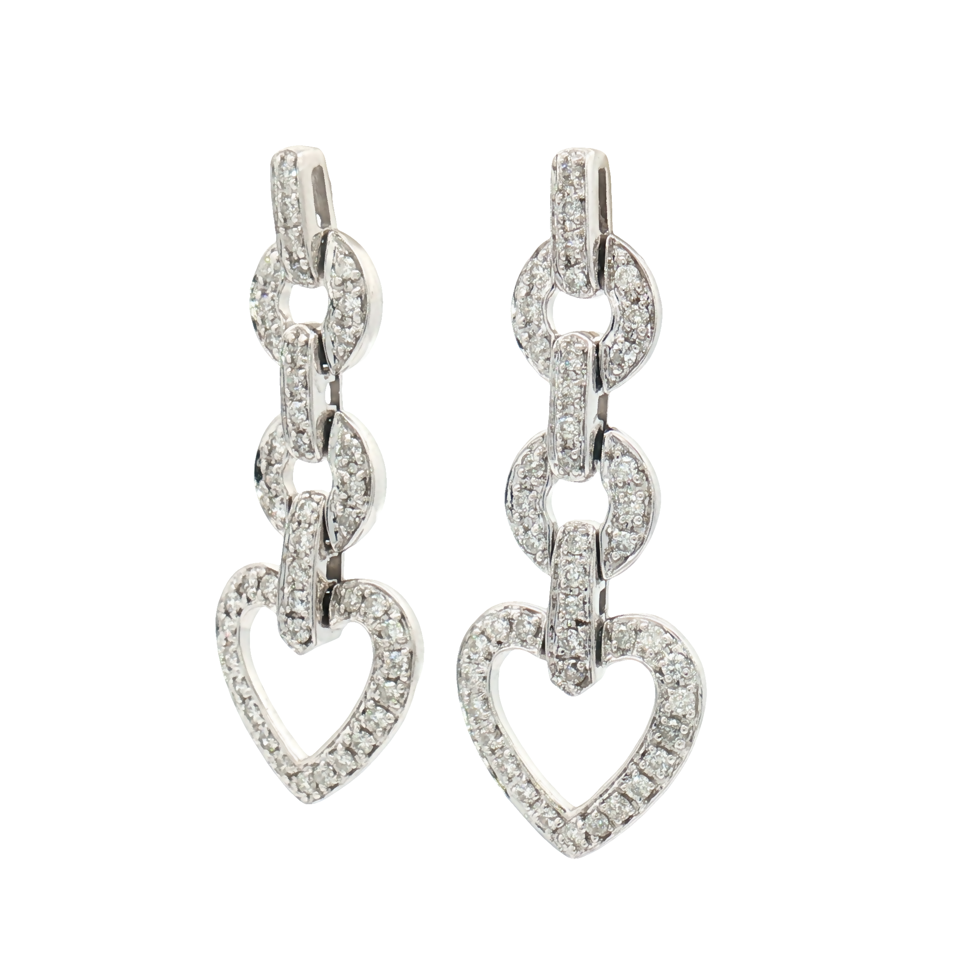 Vintage 14ct White Gold Diamond Drop Earrings