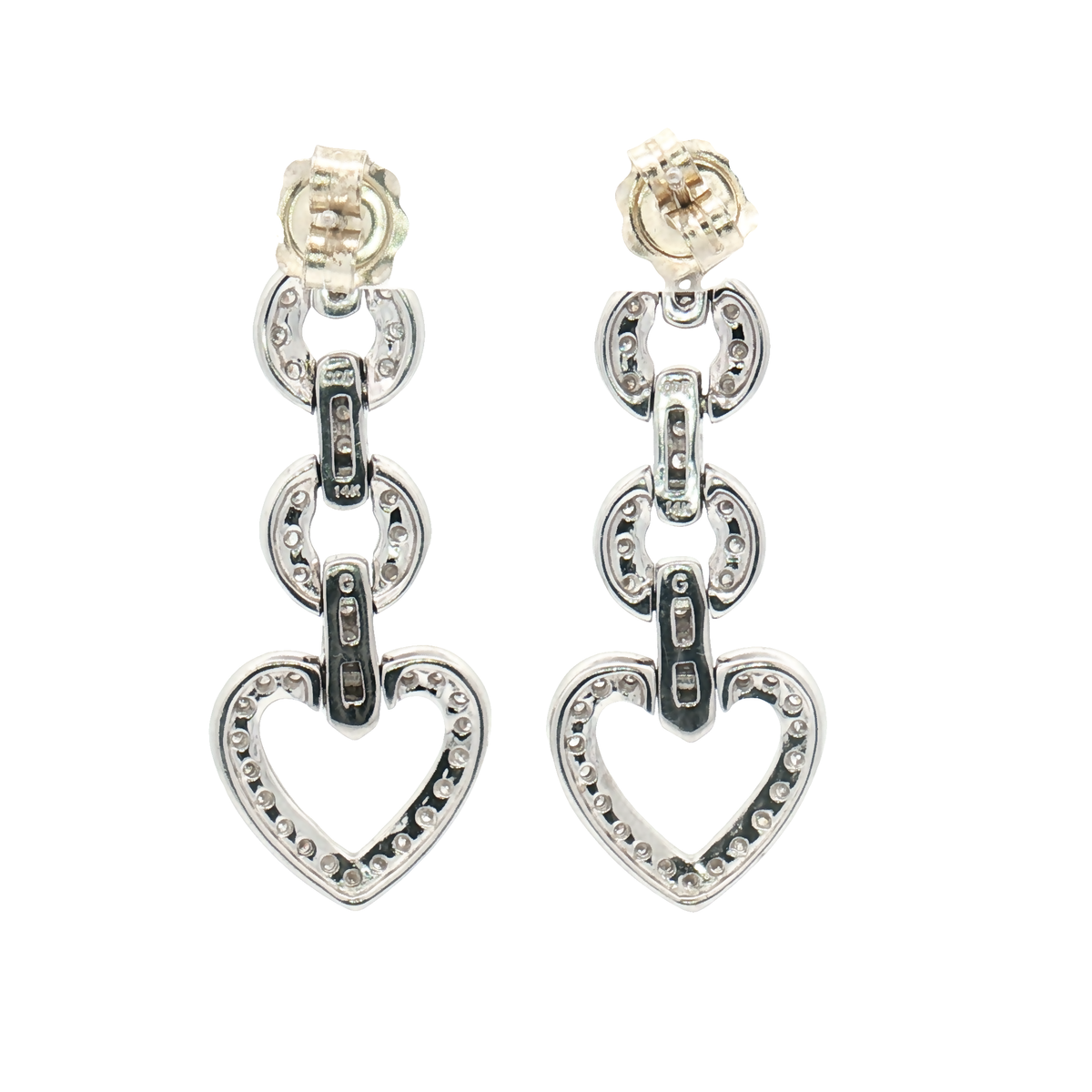 Vintage 14ct White Gold Diamond Drop Earrings