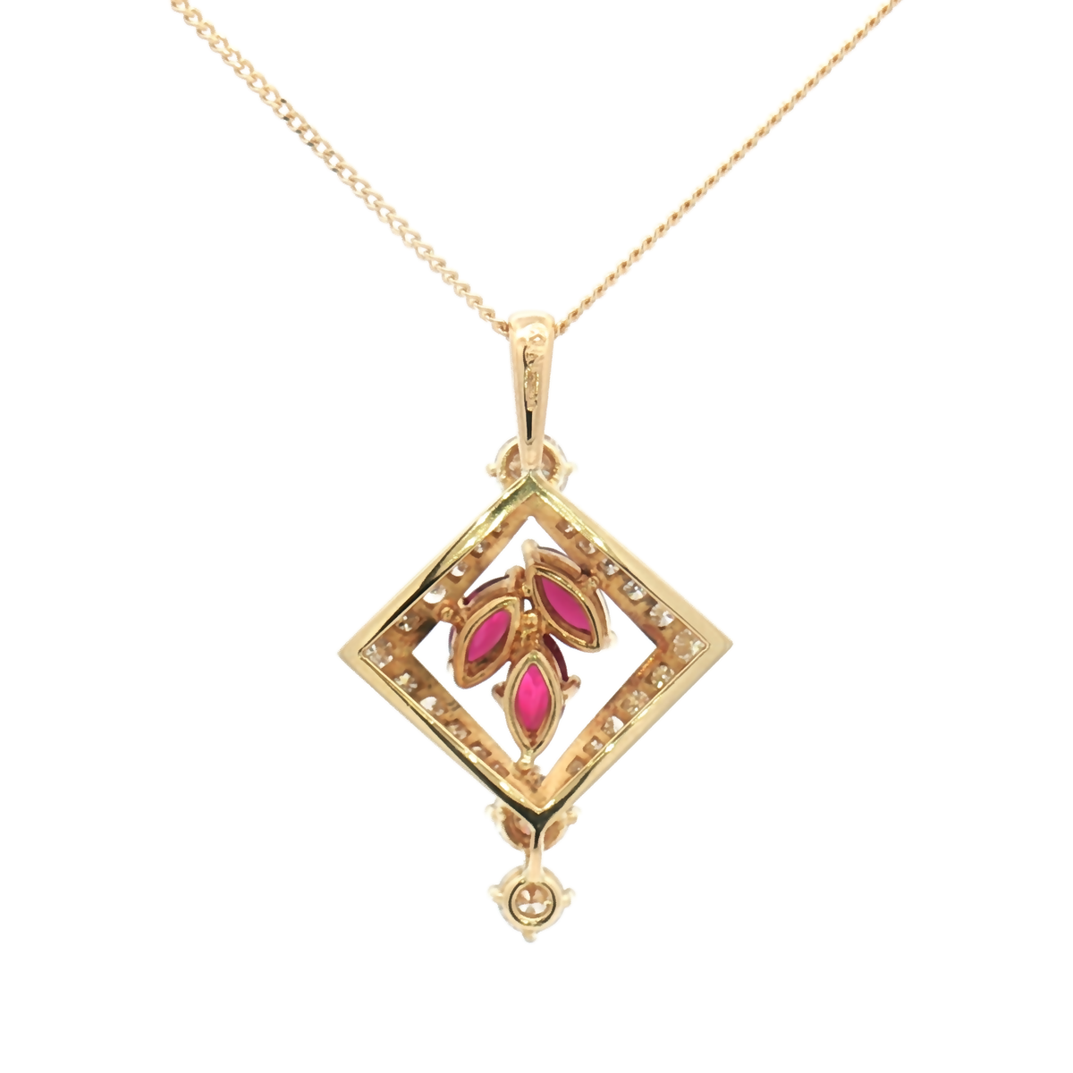 Vintage 14ct Yellow Gold Garnet and Diamond Pendant