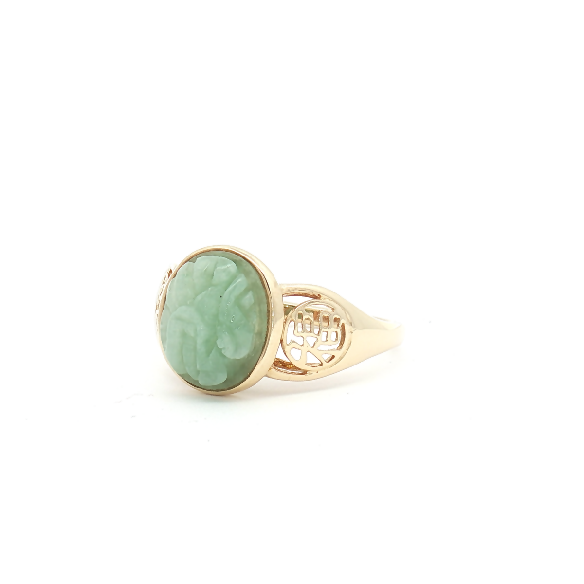 Vintage 14ct Yellow Gold Jade Ring