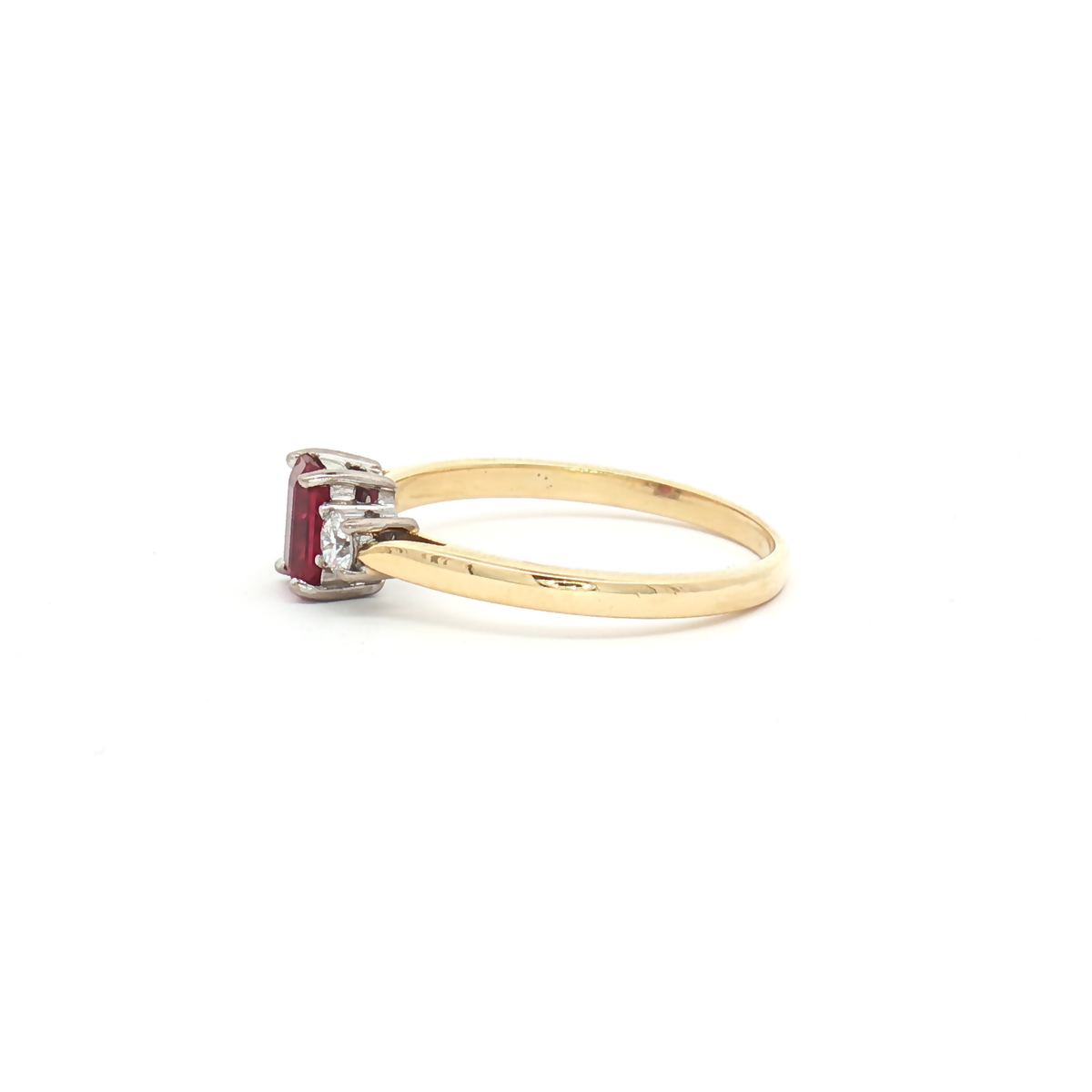 Vintage 18ct Ruby and Diamond Three Stone Ring
