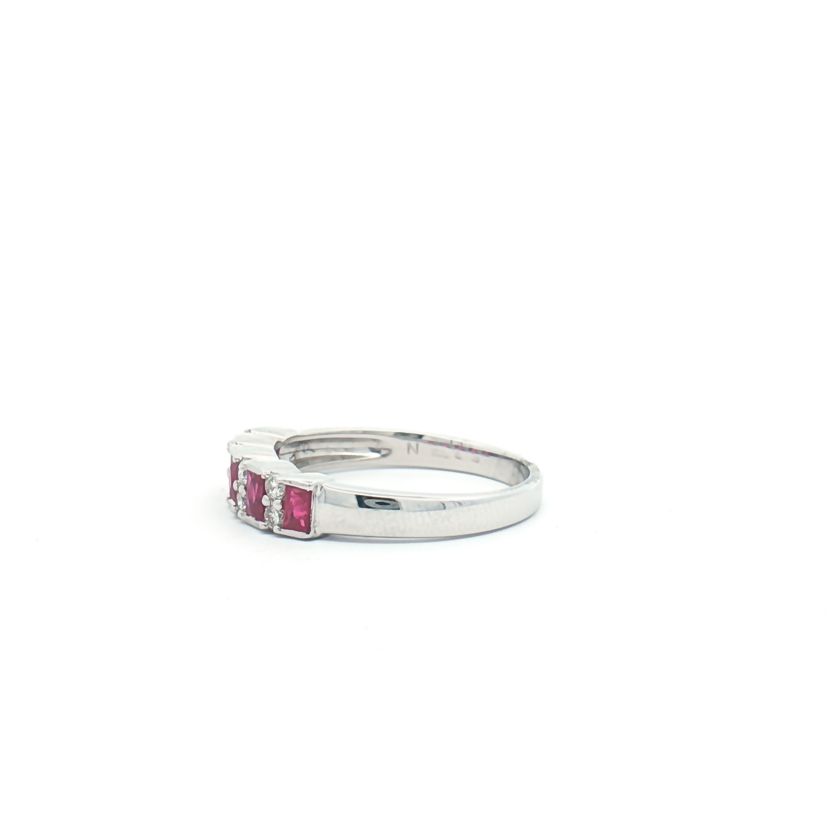 Vintage 18ct White Gold 5 Ruby and Diamond Ring