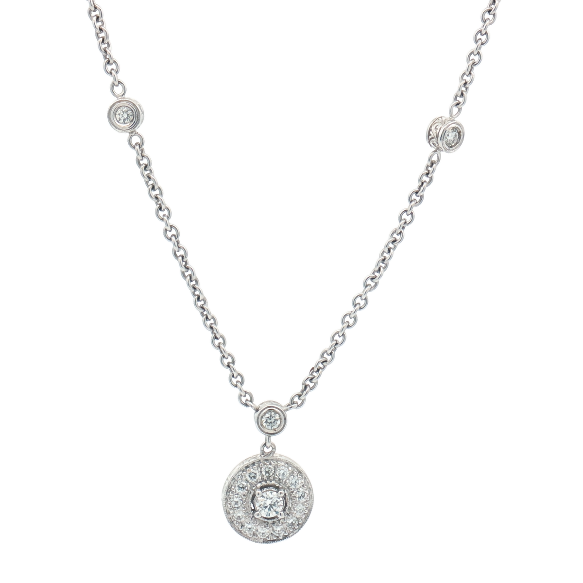 Vintage 18ct White Gold Diamond Circle Necklace