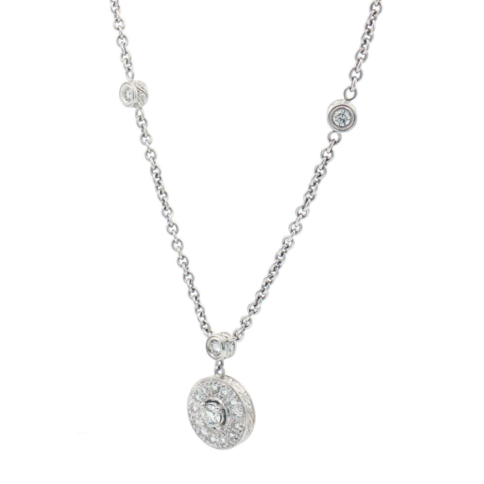 Vintage 18ct White Gold Diamond Circle Necklace