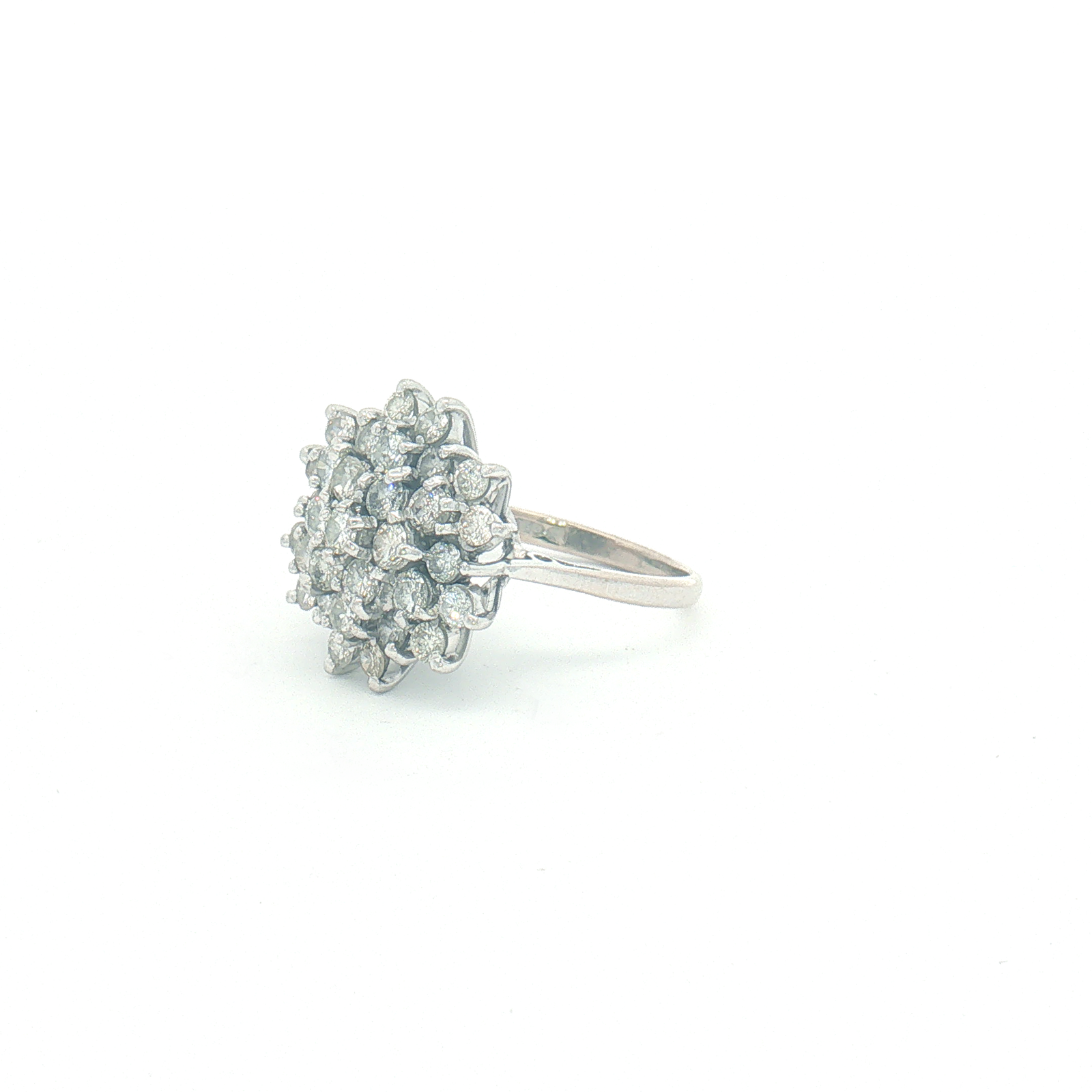Vintage 18ct White Gold Diamond Cluster Ring