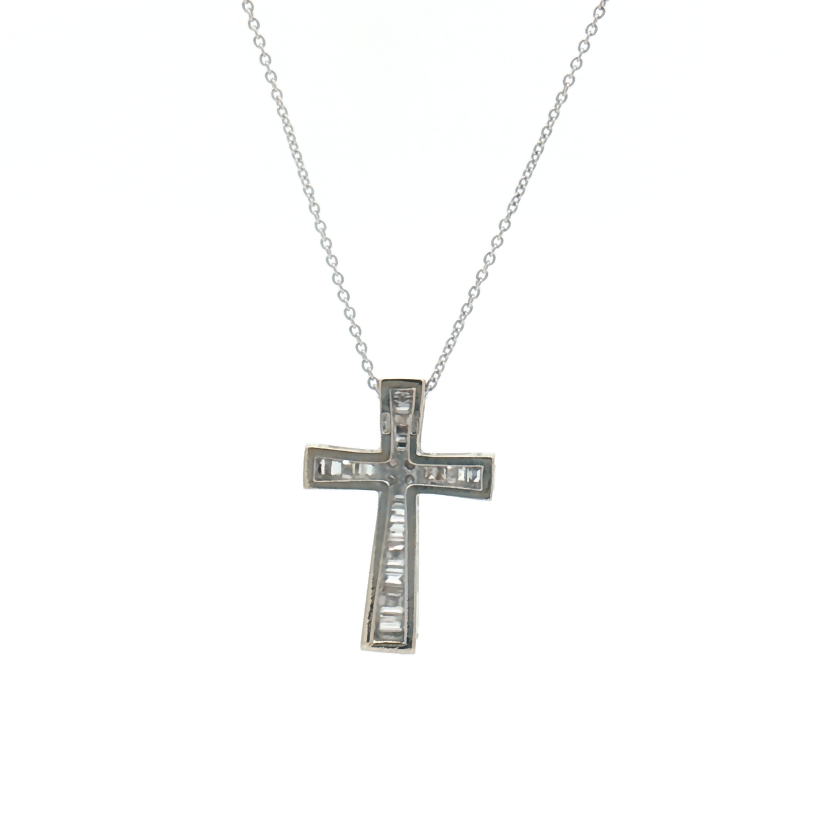 Vintage 18ct White Gold Diamond Cross Necklace
