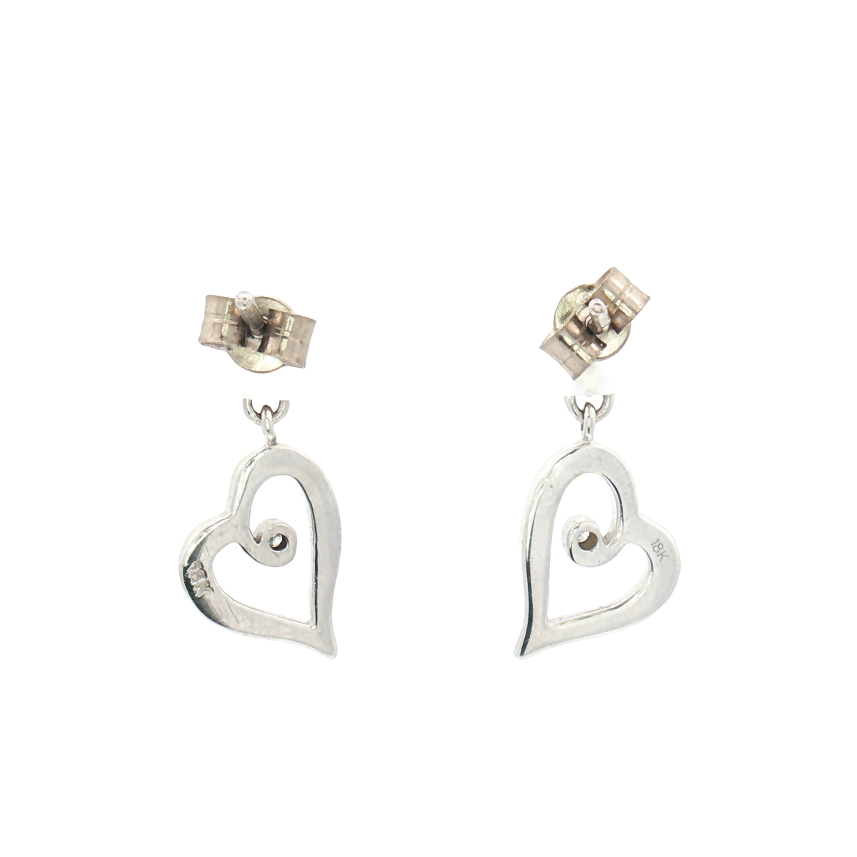 Vintage 18ct White Gold Diamond Heart Drops