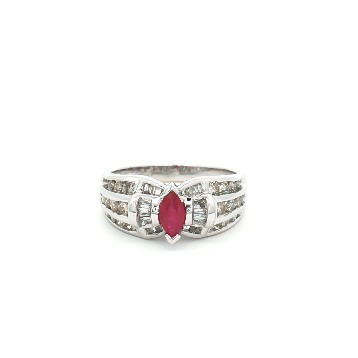 Vintage 18ct White Gold Ruby and Diamond Ring