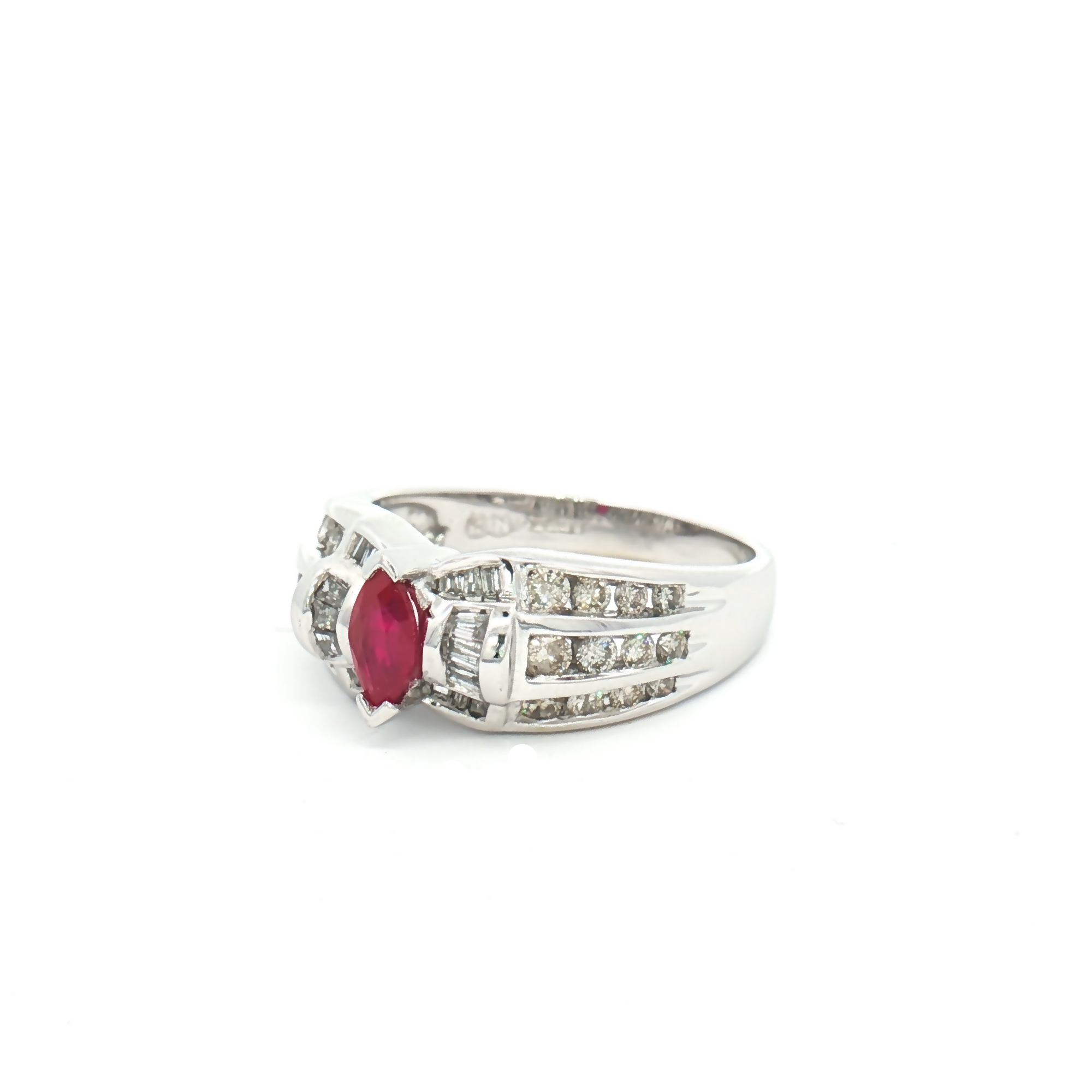 Vintage 18ct White Gold Ruby and Diamond Ring