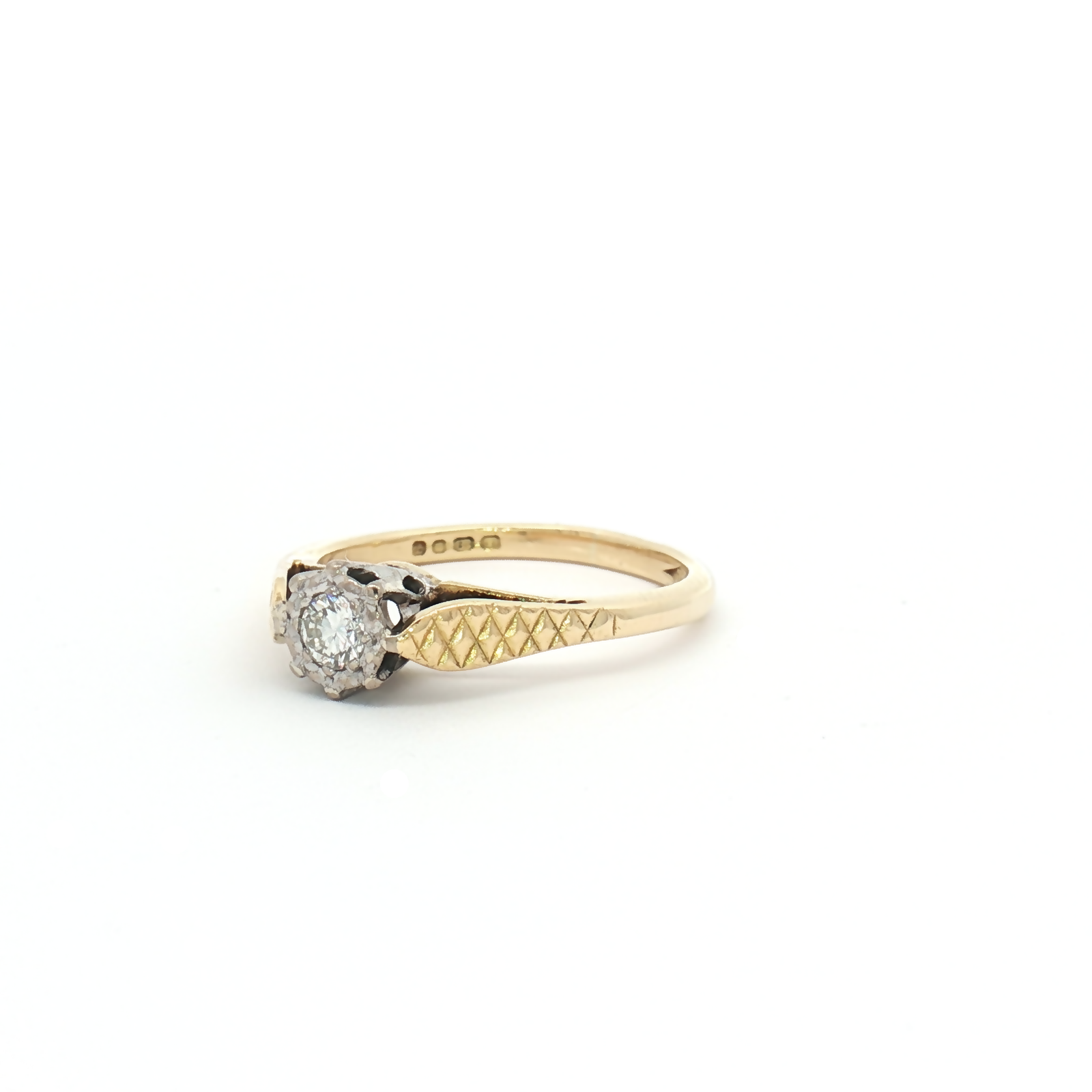 Vintage 18ct Yellow Gold 0.12ct Diamond Solitaire Ring