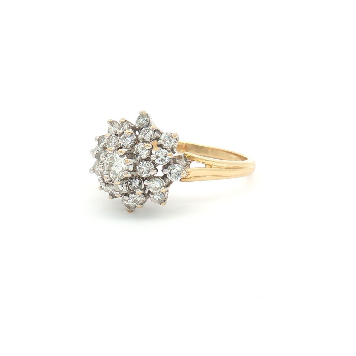 Vintage 18ct Yellow Gold Diamond Cluster Ring