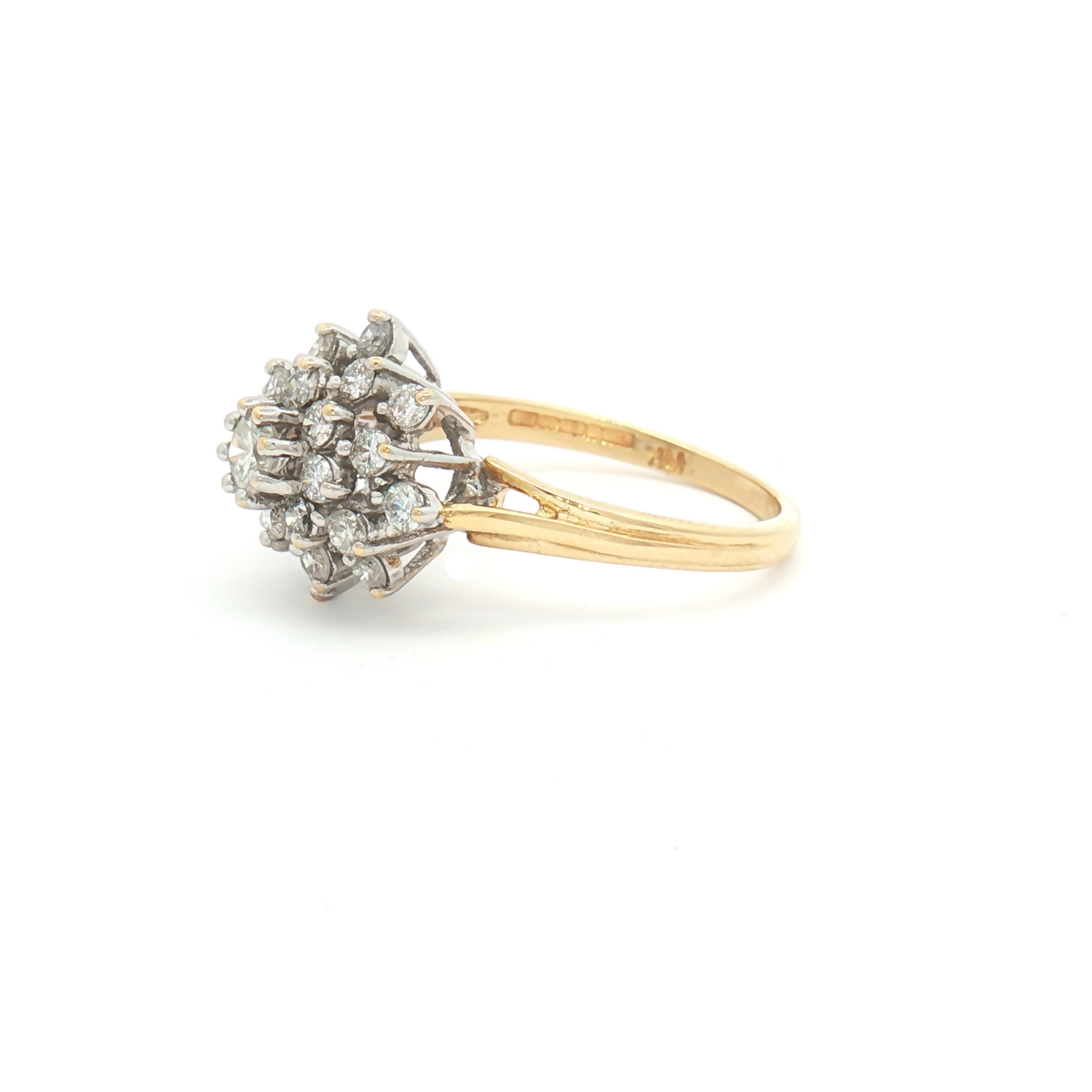 Vintage 18ct Yellow Gold Diamond Cluster Ring 