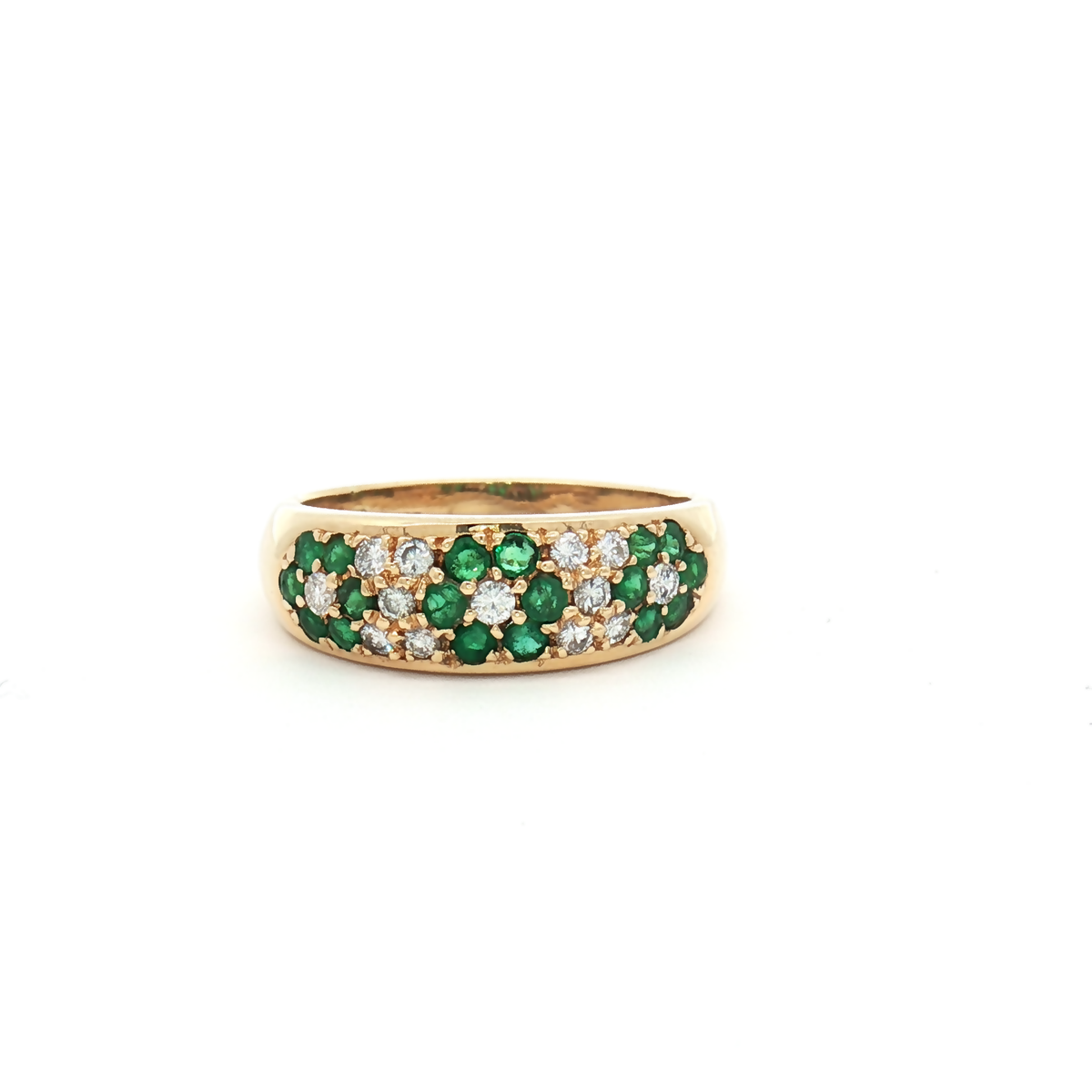 Vintage 18ct Yellow Gold Emerald and Diamond Bombay Ring