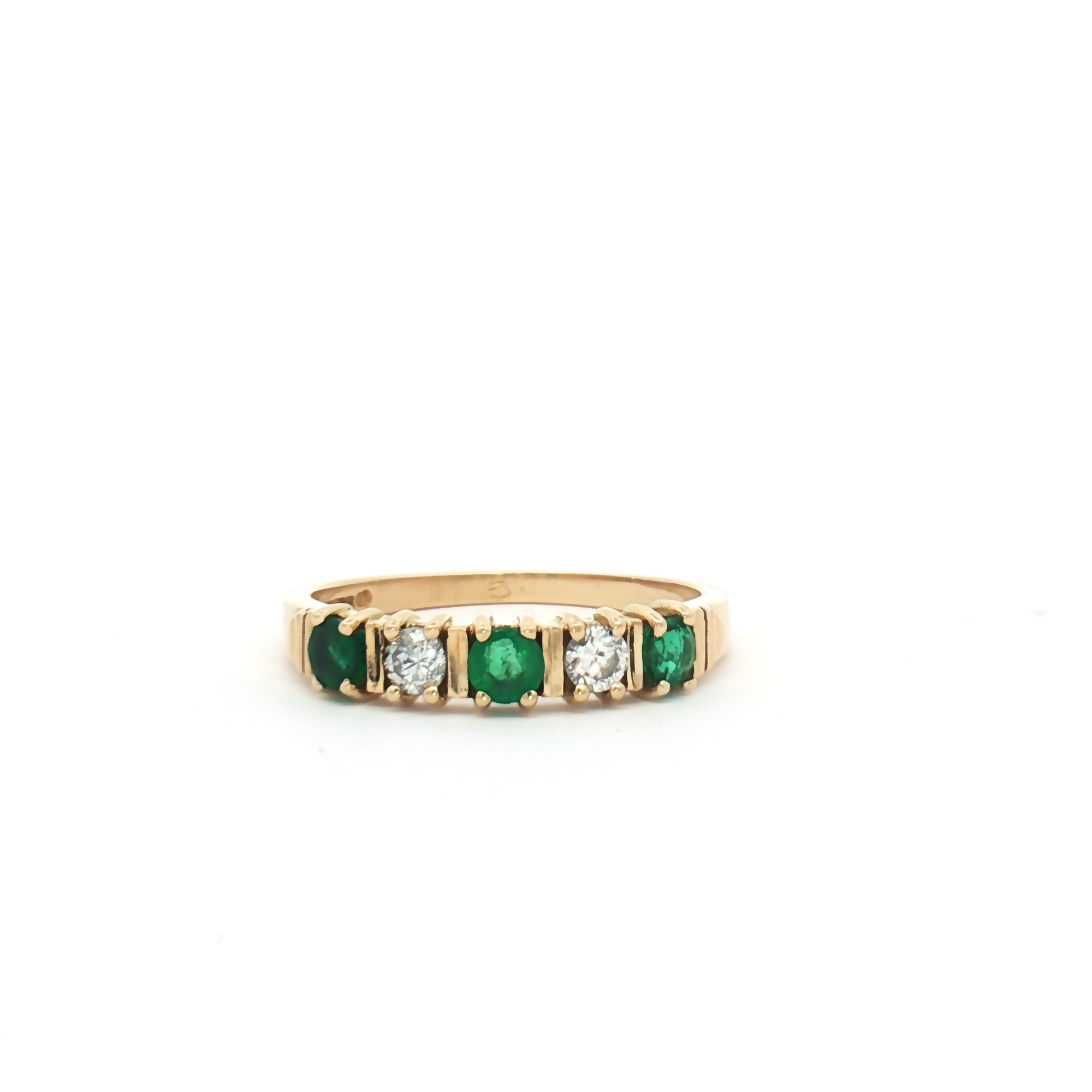 Vintage 18ct Yellow Gold Emerald and Diamond Ring