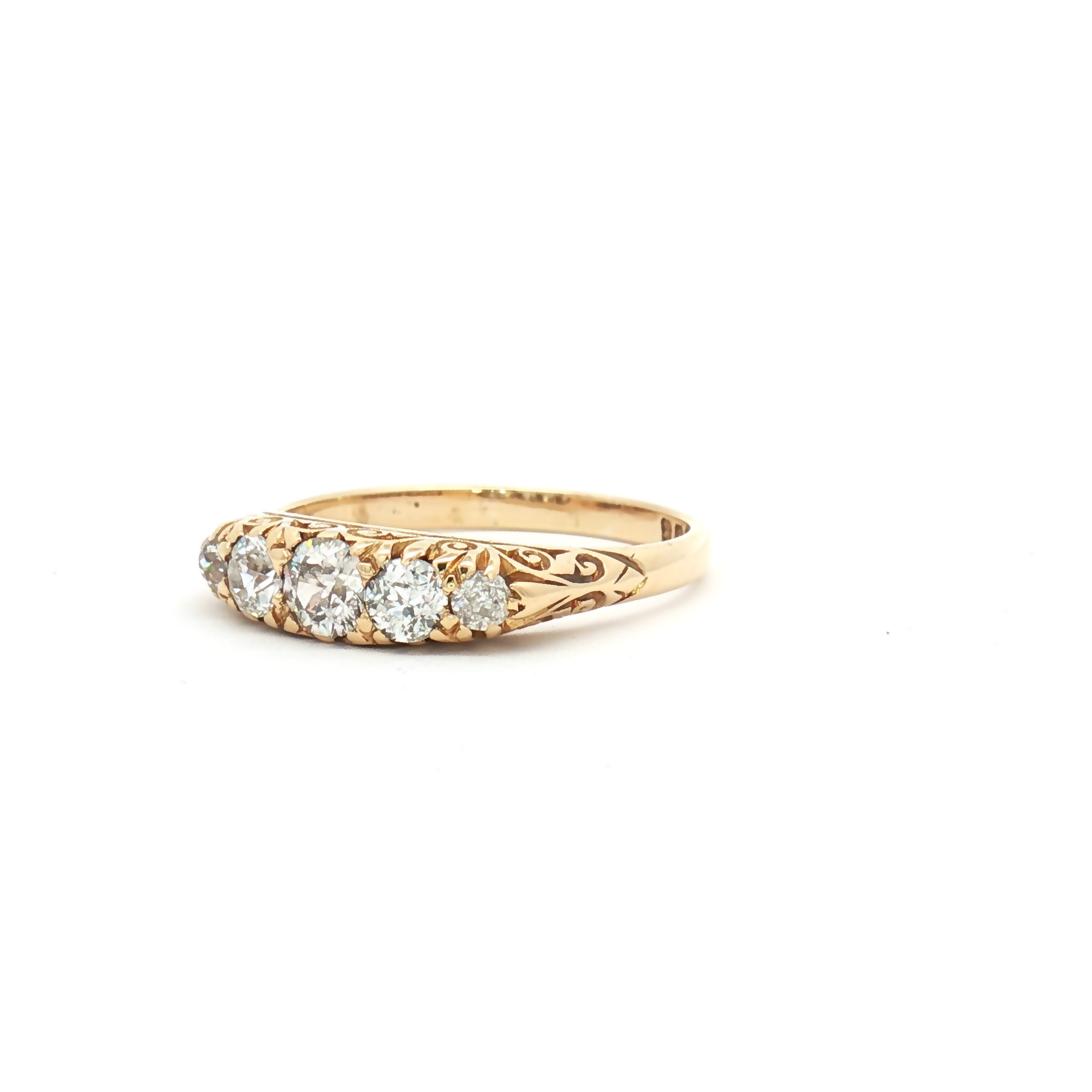Vintage 18ct Yellow Gold Five Diamond Ring