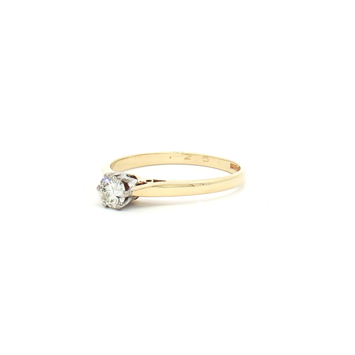 Vintage 18ct Yellow Gold Natural Diamond Solitaire Ring