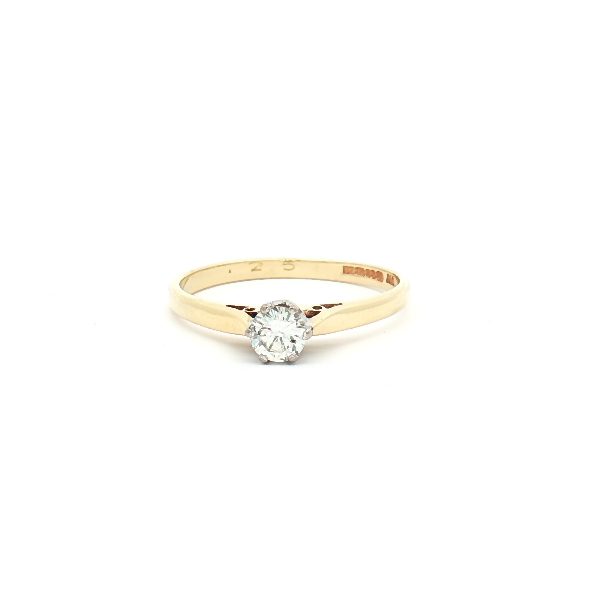 Vintage 18ct Yellow Gold Natural Diamond Solitaire Ring 