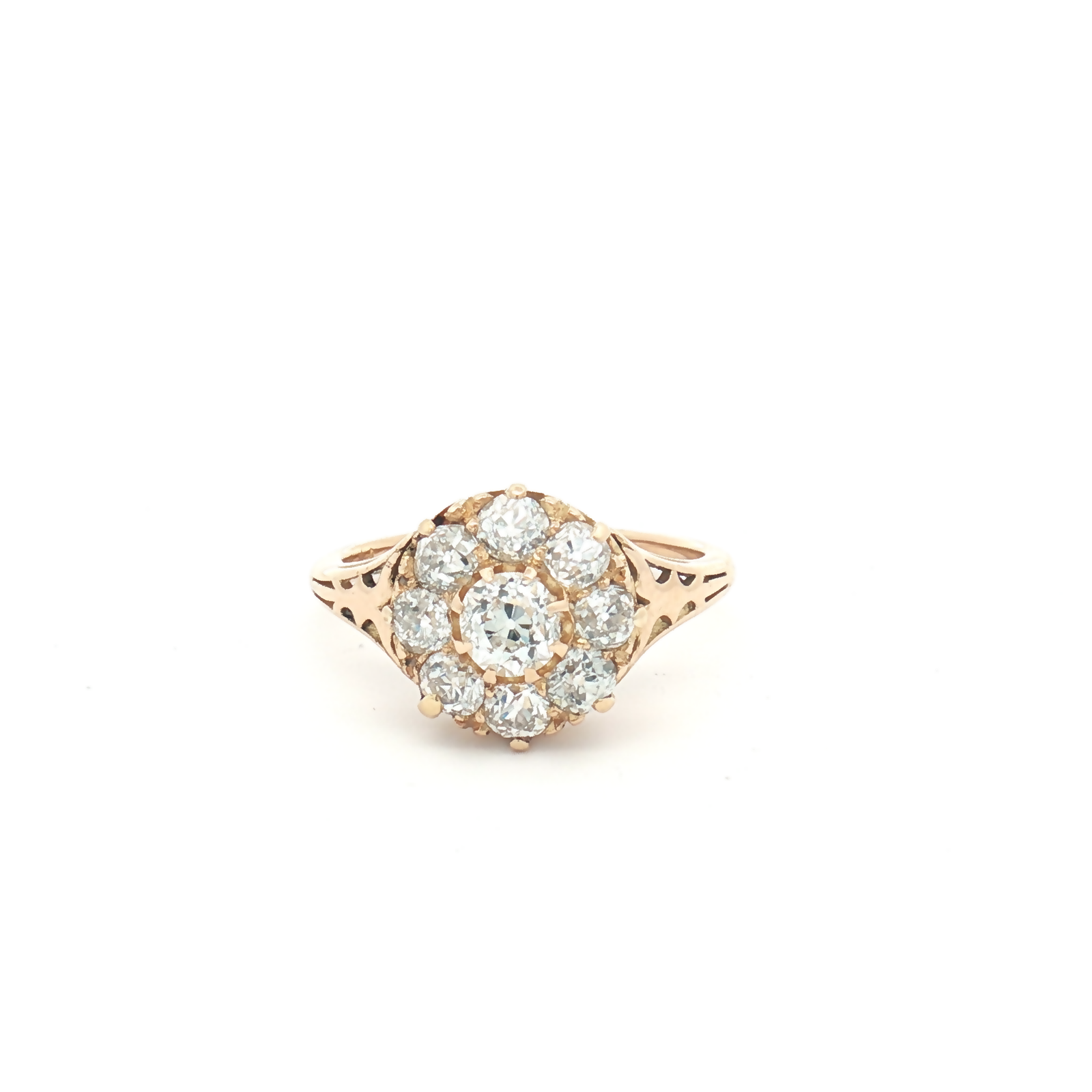 Vintage 18ct Yellow Gold Old-cut Diamond Cluster Ring
