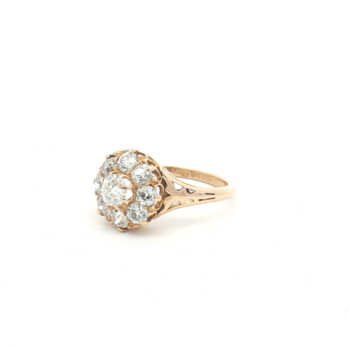 Vintage 18ct Yellow Gold Old-cut Diamond Cluster Ring