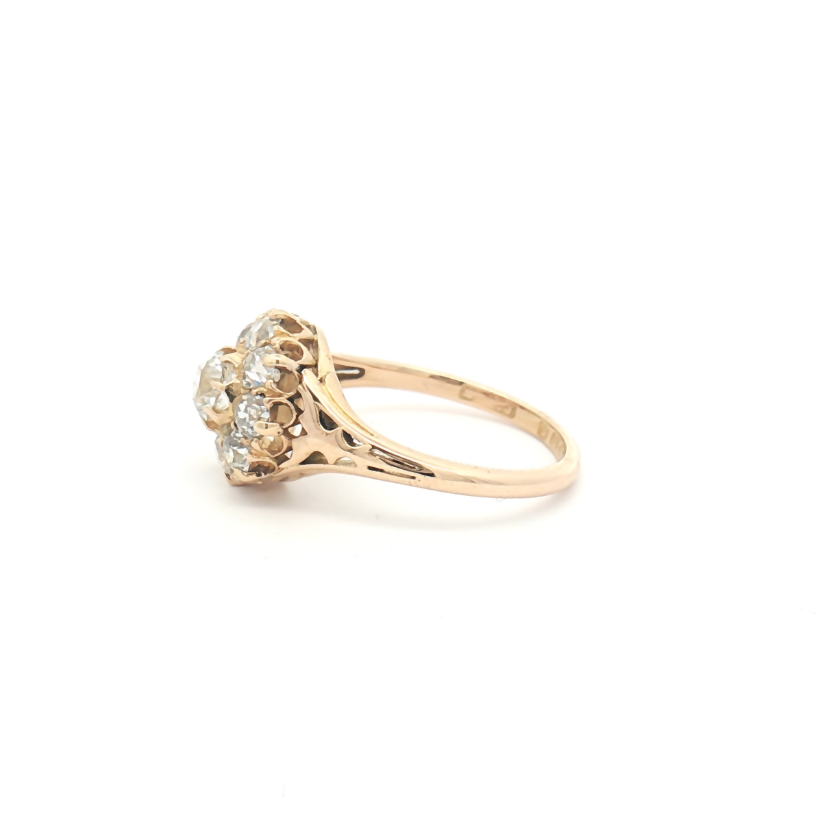 Vintage 18ct Yellow Gold Old-cut Diamond Cluster Ring