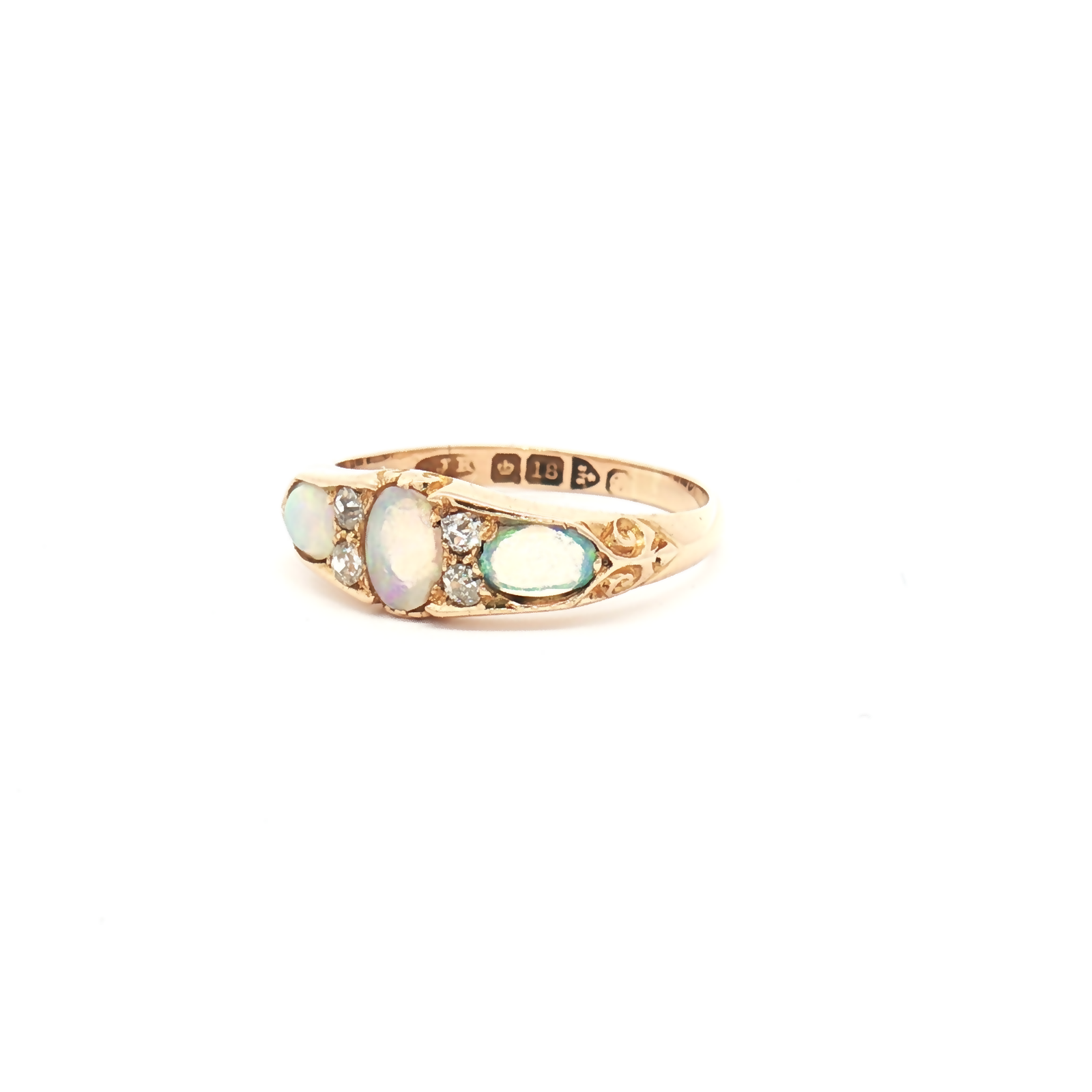 Vintage 18ct Yellow Gold Opal and Diamond Ring