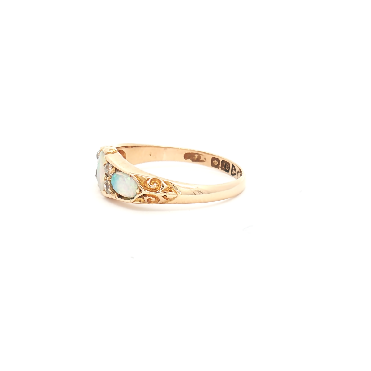 Vintage 18ct Yellow Gold Opal and Diamond Ring