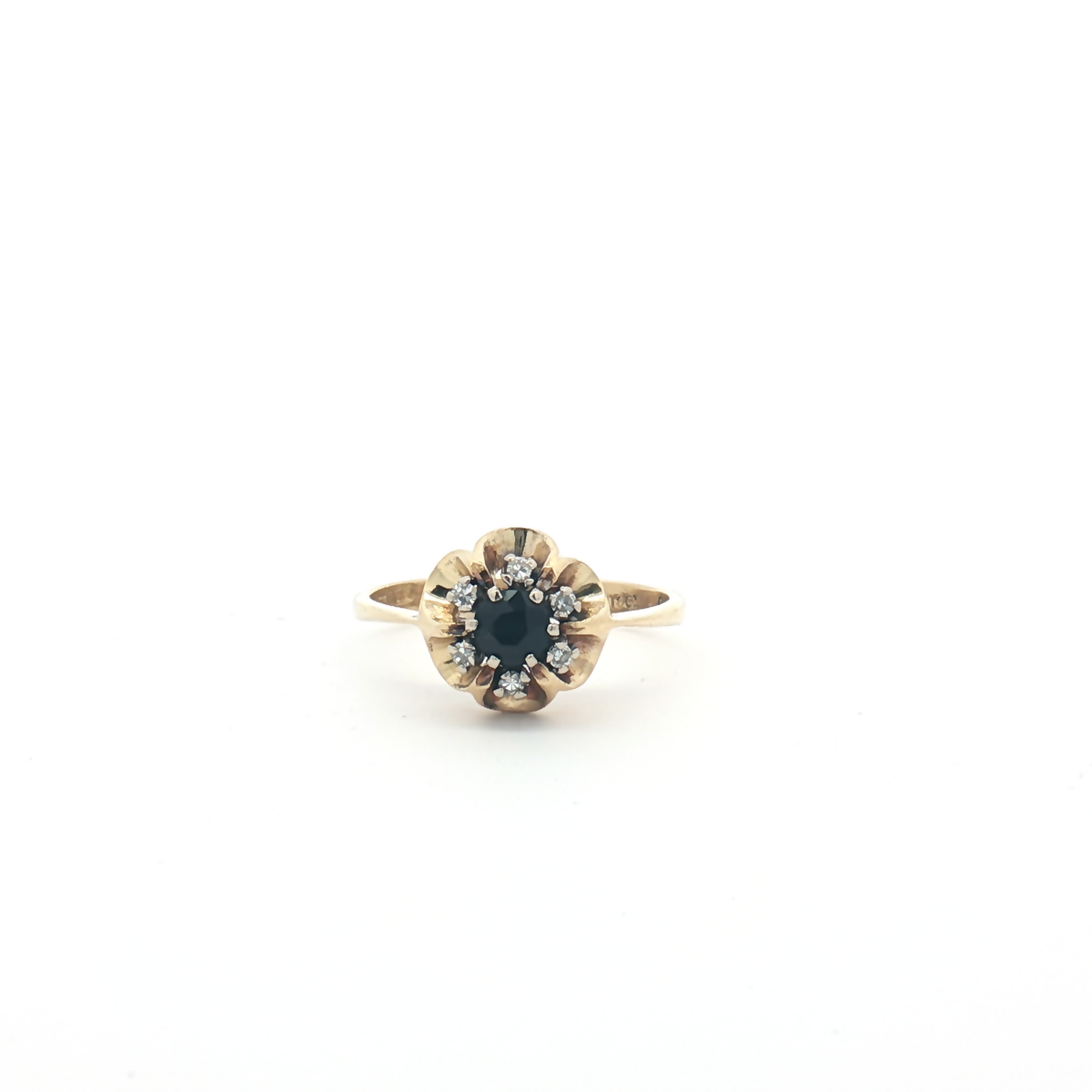 Vintage 18ct Yellow Gold Sapphire and Diamond Cluster Ring