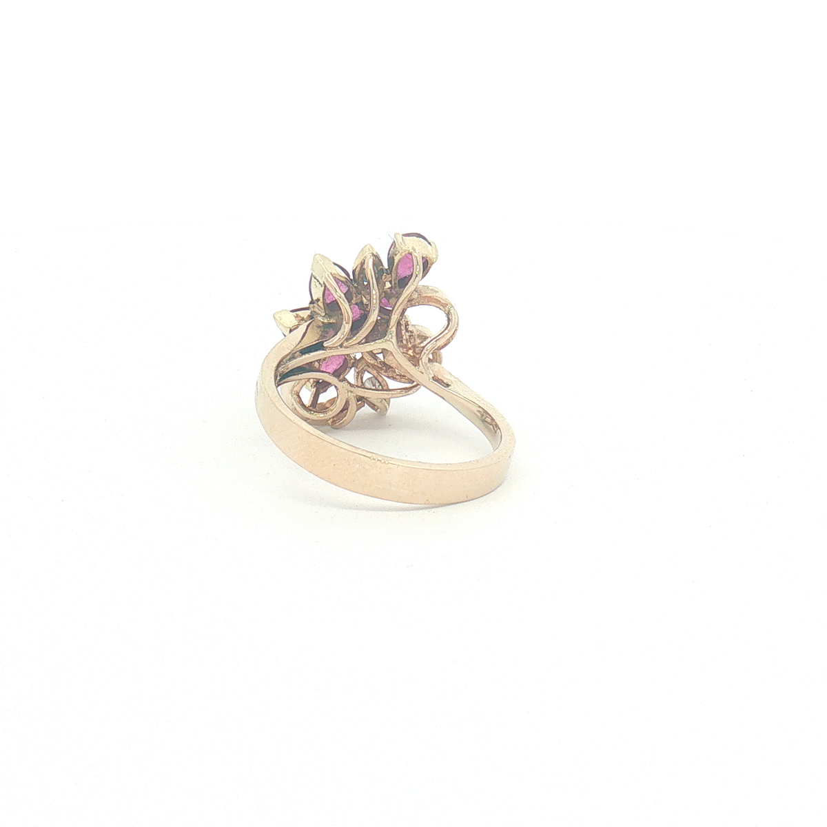 Vintage 18ct Yellow Gold Ruby and Diamond Cocktail Ring 