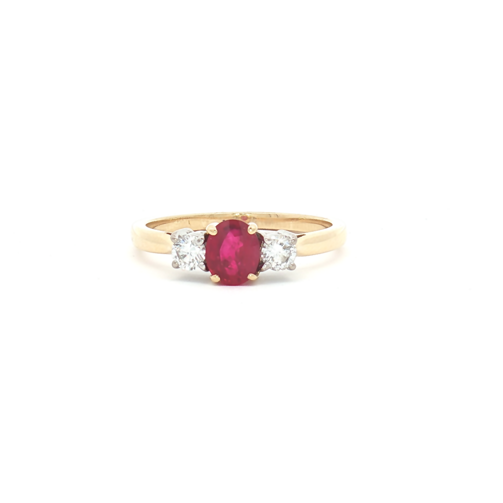 Vintage 18ct Yellow Gold Ruby and Natural Diamond Ring