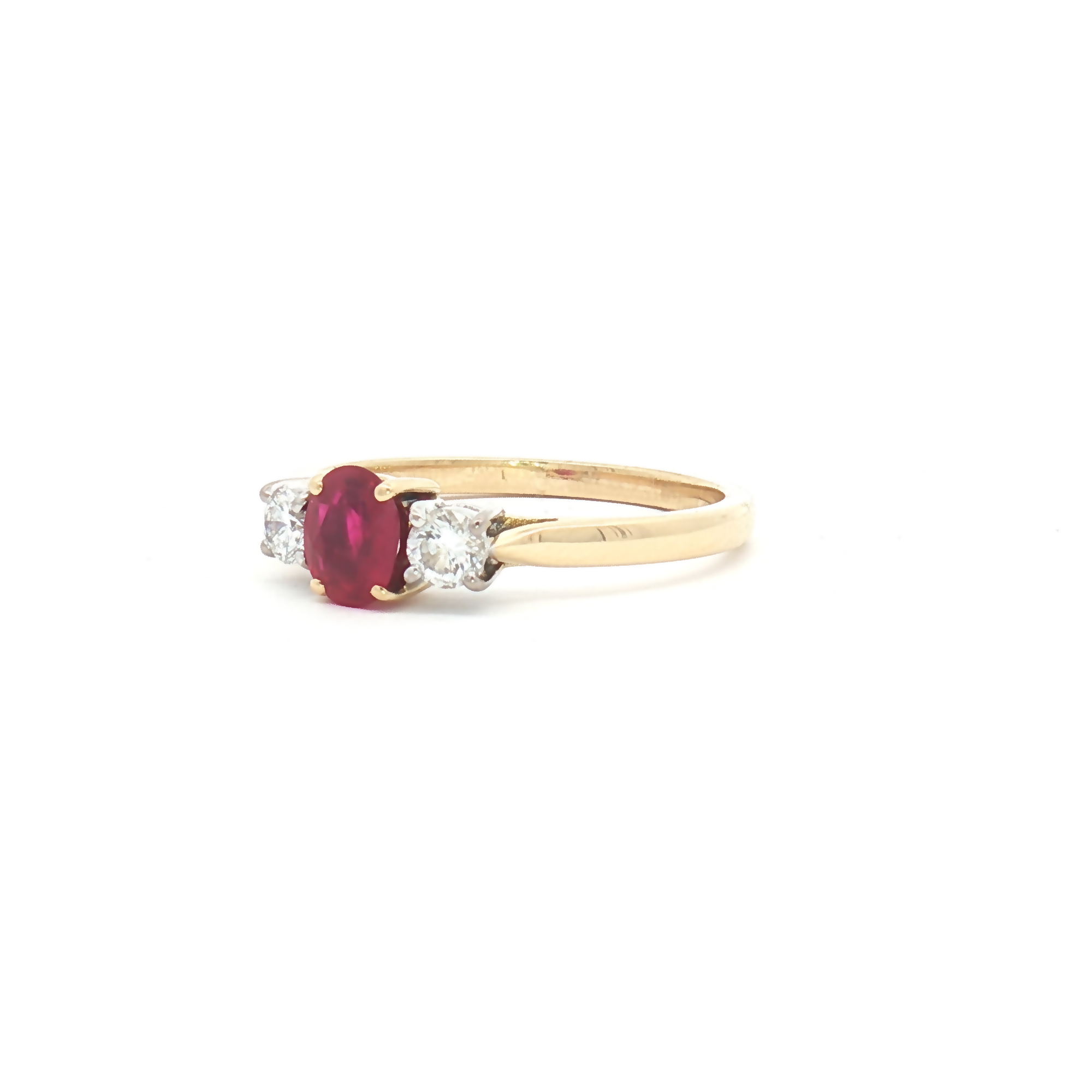 Vintage 18ct Yellow Gold Ruby and Natural Diamond Ring