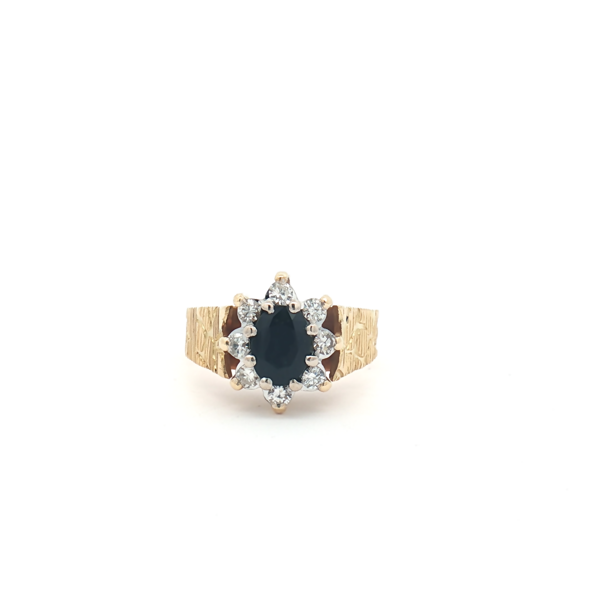 Vintage 18ct Yellow Gold Sapphire and Diamond Cluster Ring