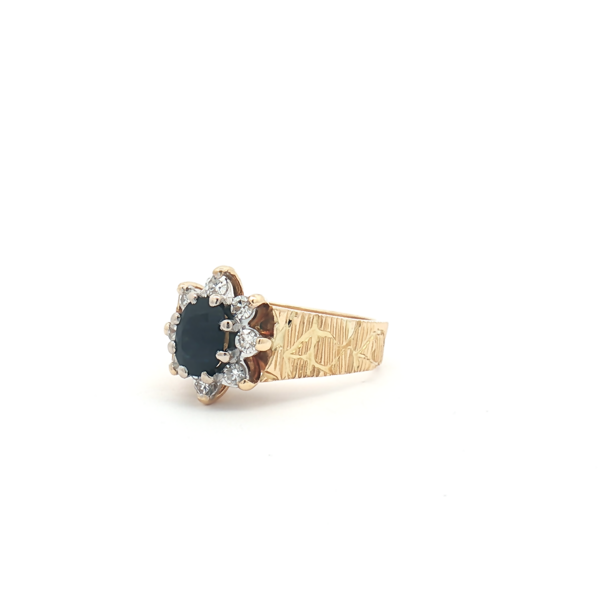 Vintage 18ct Yellow Gold Sapphire and Diamond Cluster Ring