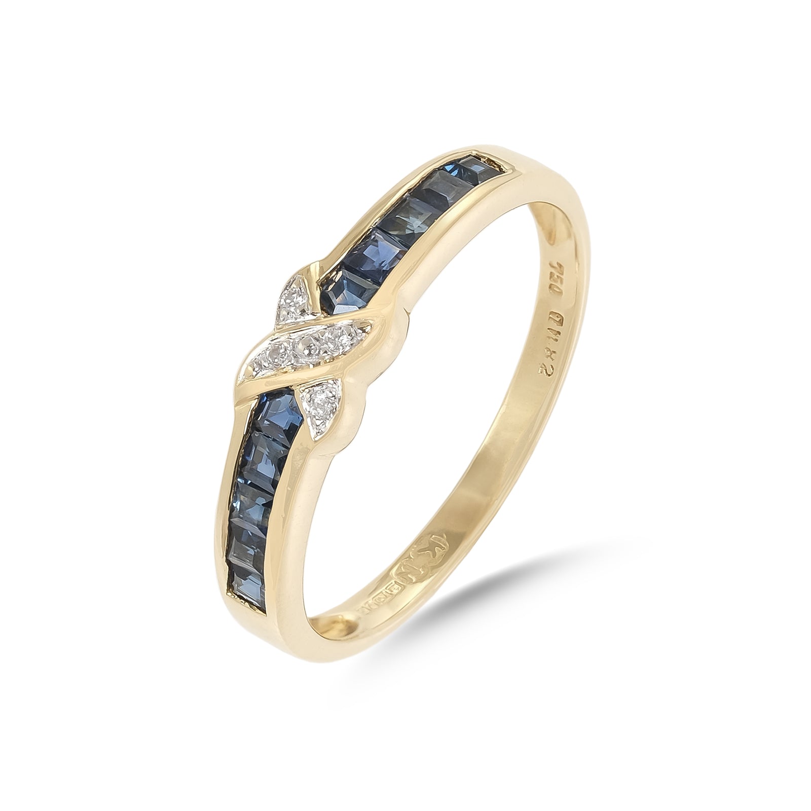 Vintage 18ct Yellow Gold Sapphire and Diamond Crossover Ring